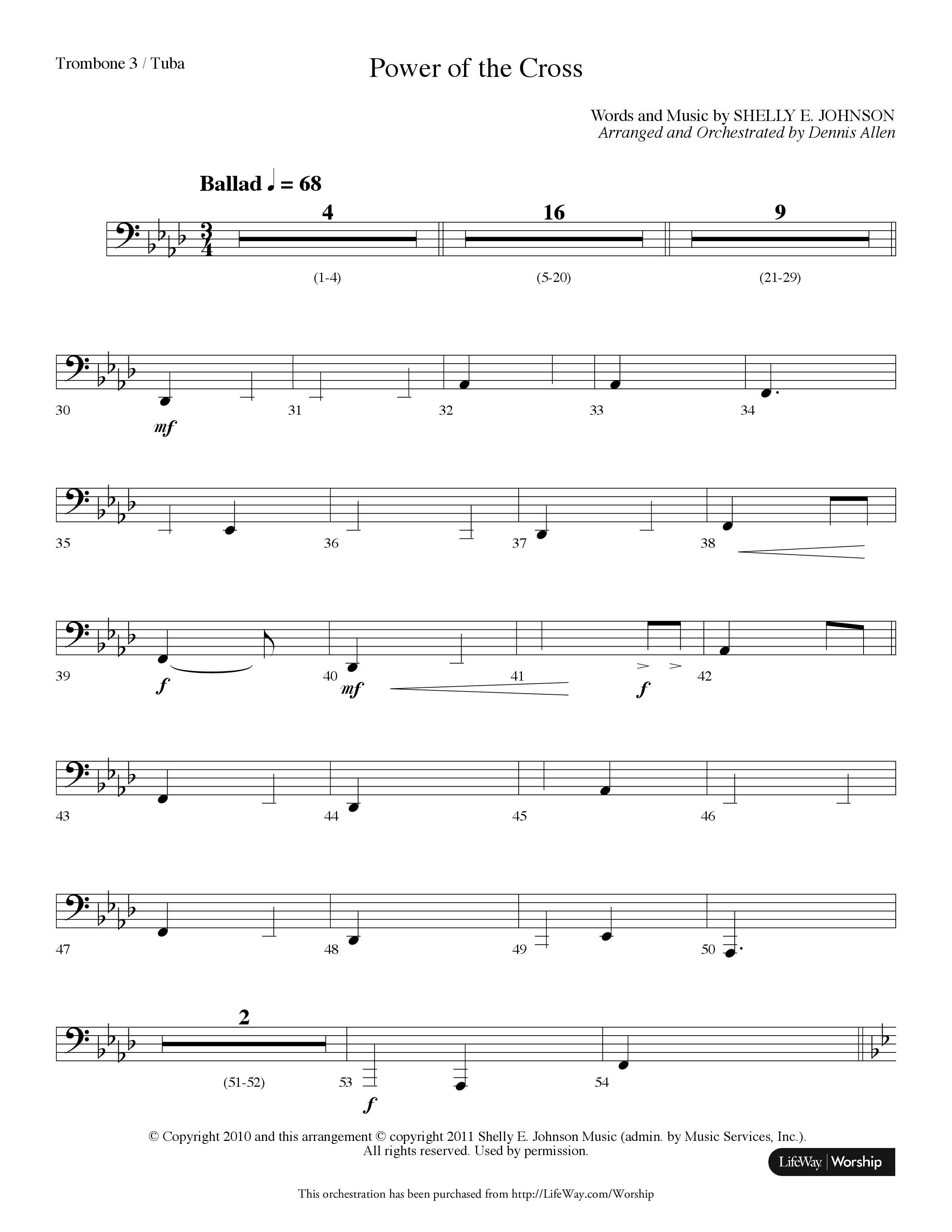 Power Of The Cross (Choral Anthem SATB) Trombone 3/Tuba (Lifeway Choral / Arr. Dennis Allen)