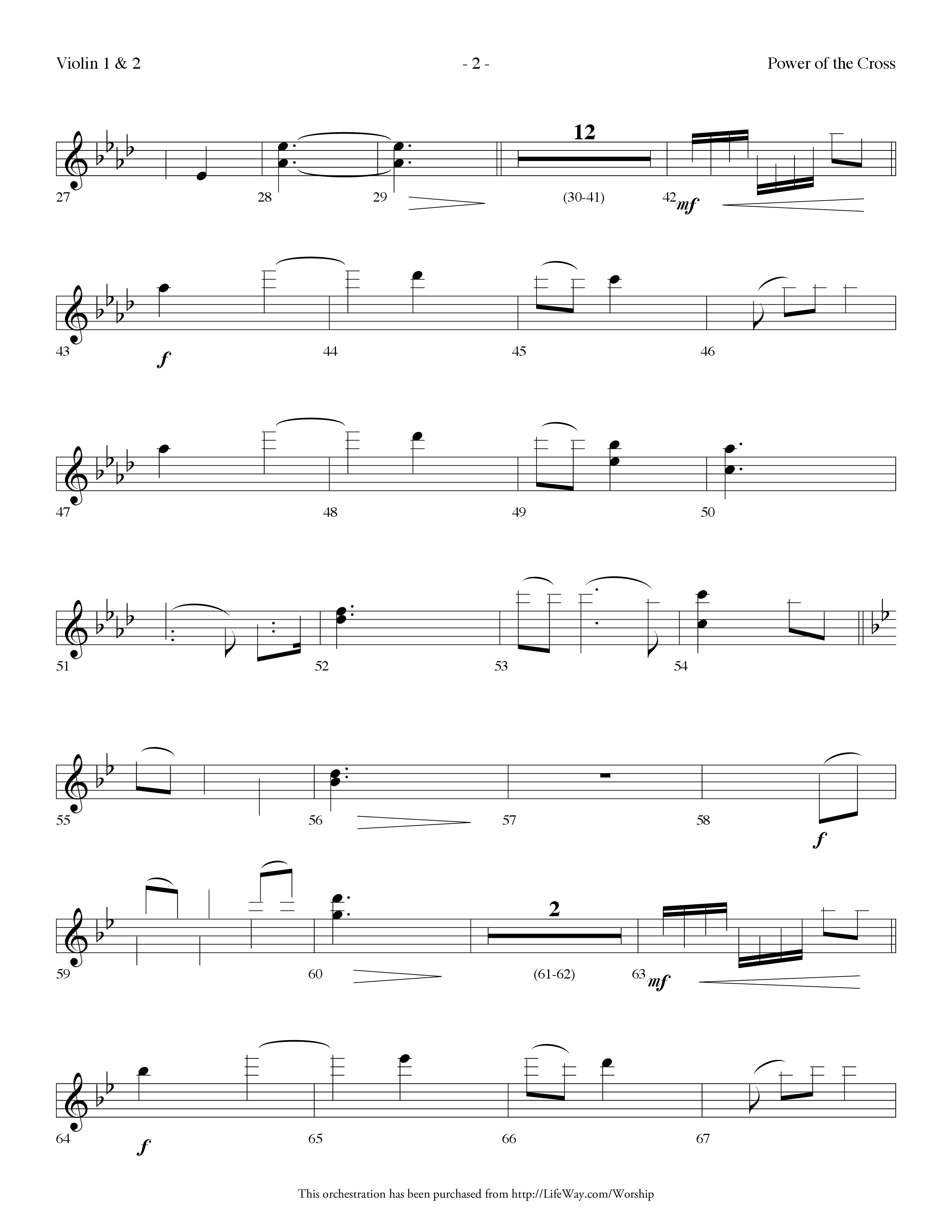Power Of The Cross (Choral Anthem SATB) Violin 1/2 (Lifeway Choral / Arr. Dennis Allen)