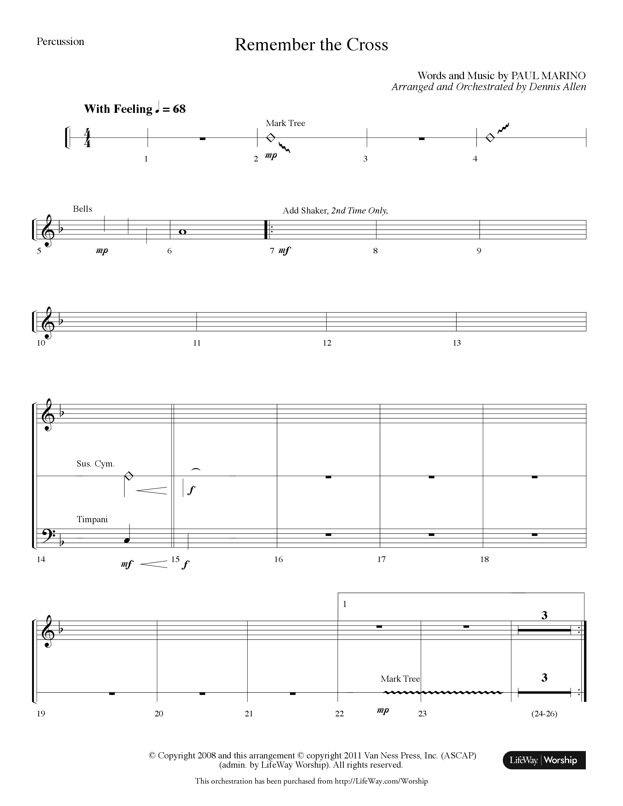 Remember The Cross (Choral Anthem SATB) Percussion (Lifeway Choral / Arr. Dennis Allen)