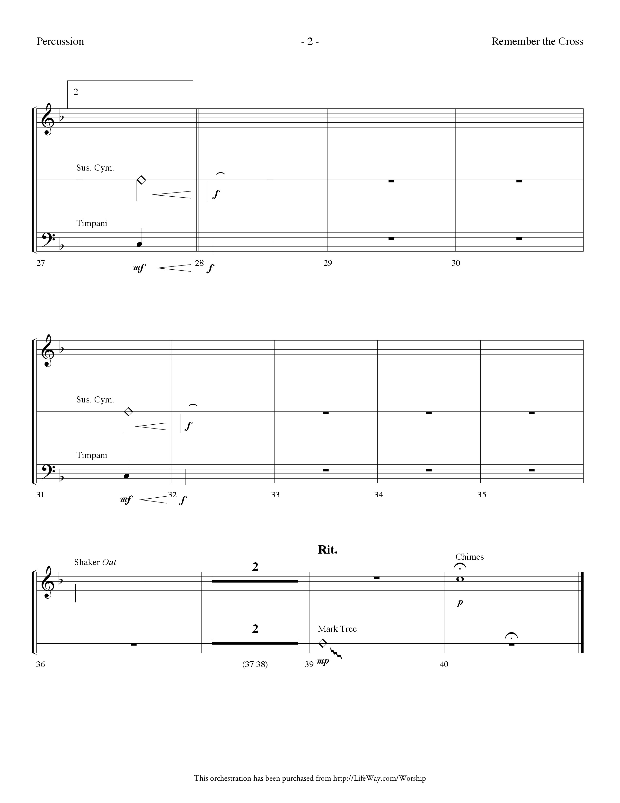 Remember The Cross (Choral Anthem SATB) Percussion (Lifeway Choral / Arr. Dennis Allen)