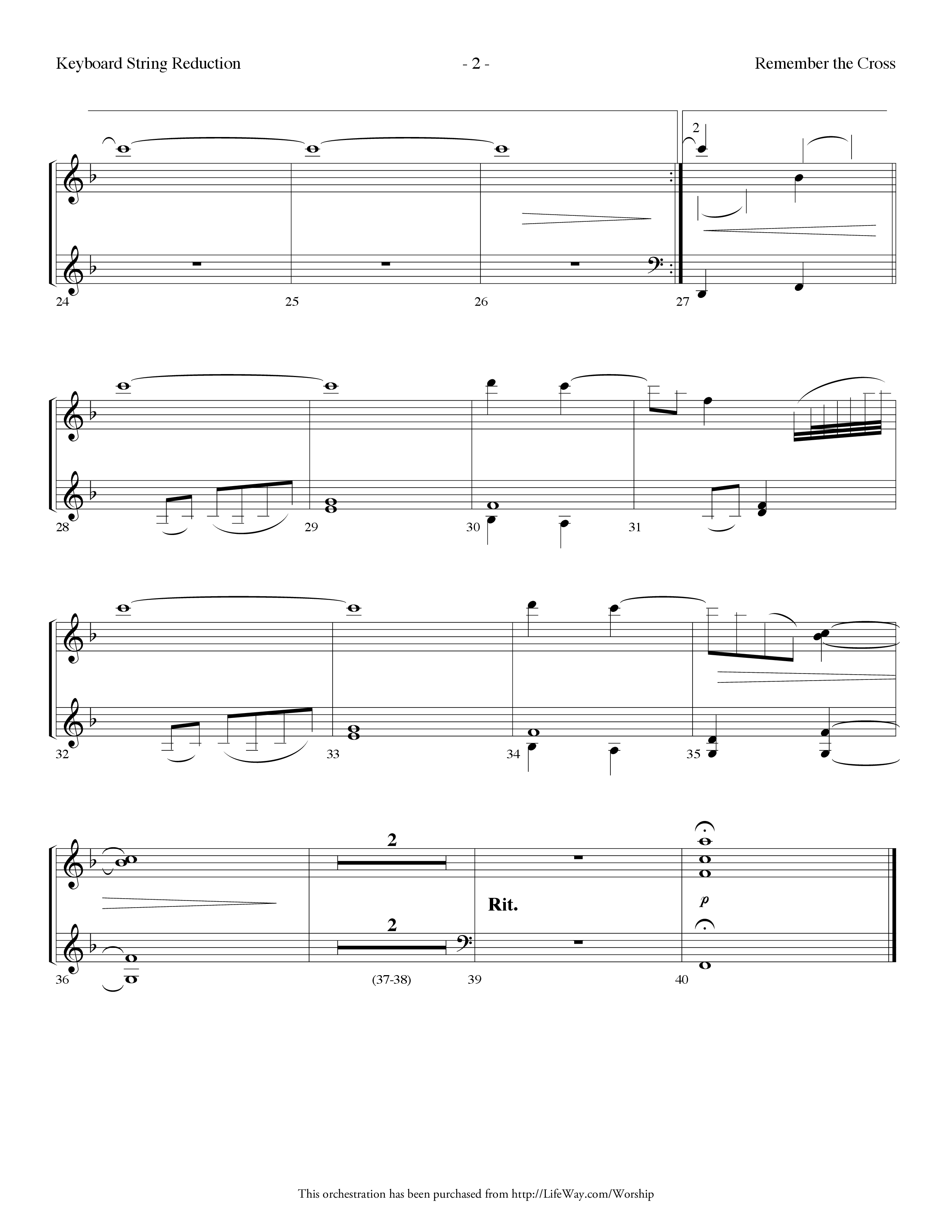 Remember The Cross (Choral Anthem SATB) String Reduction (Lifeway Choral / Arr. Dennis Allen)