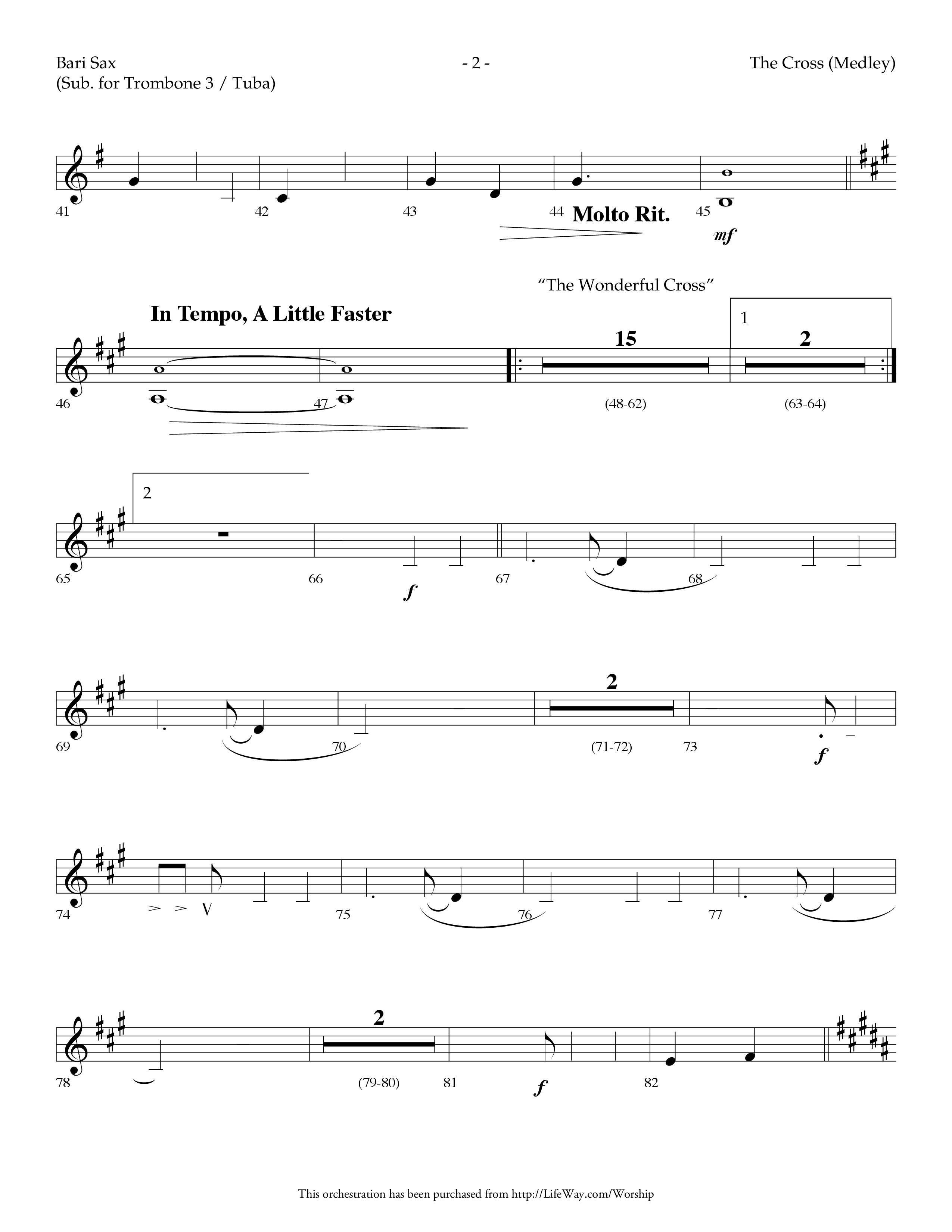 The Cross (Medley) (with At The Cross, There Is A Fountain, The Wonderful Cross) (Choral Anthem SATB) Bari Sax (Lifeway Choral / Arr. Dennis Allen)