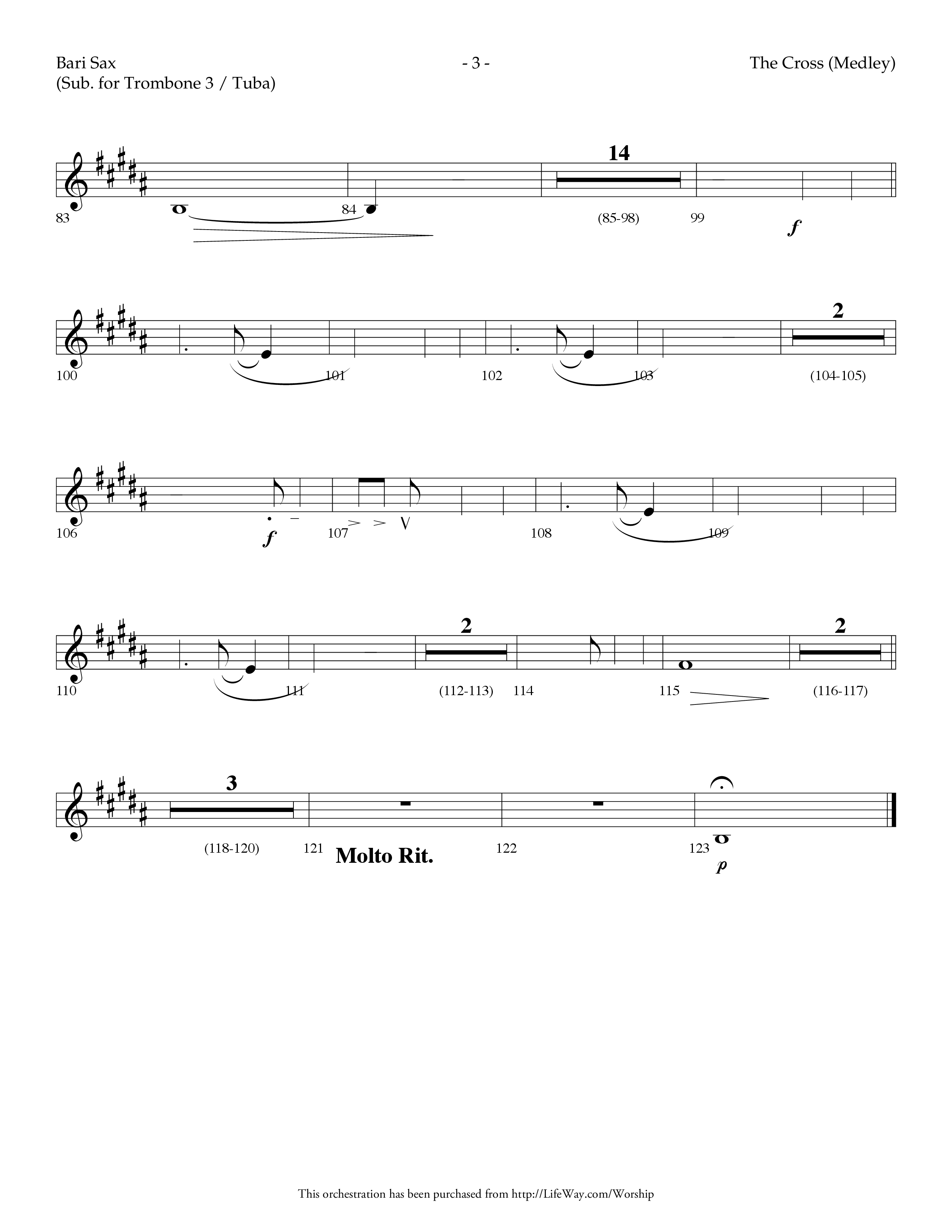 The Cross (Medley) (with At The Cross, There Is A Fountain, The Wonderful Cross) (Choral Anthem SATB) Bari Sax (Lifeway Choral / Arr. Dennis Allen)