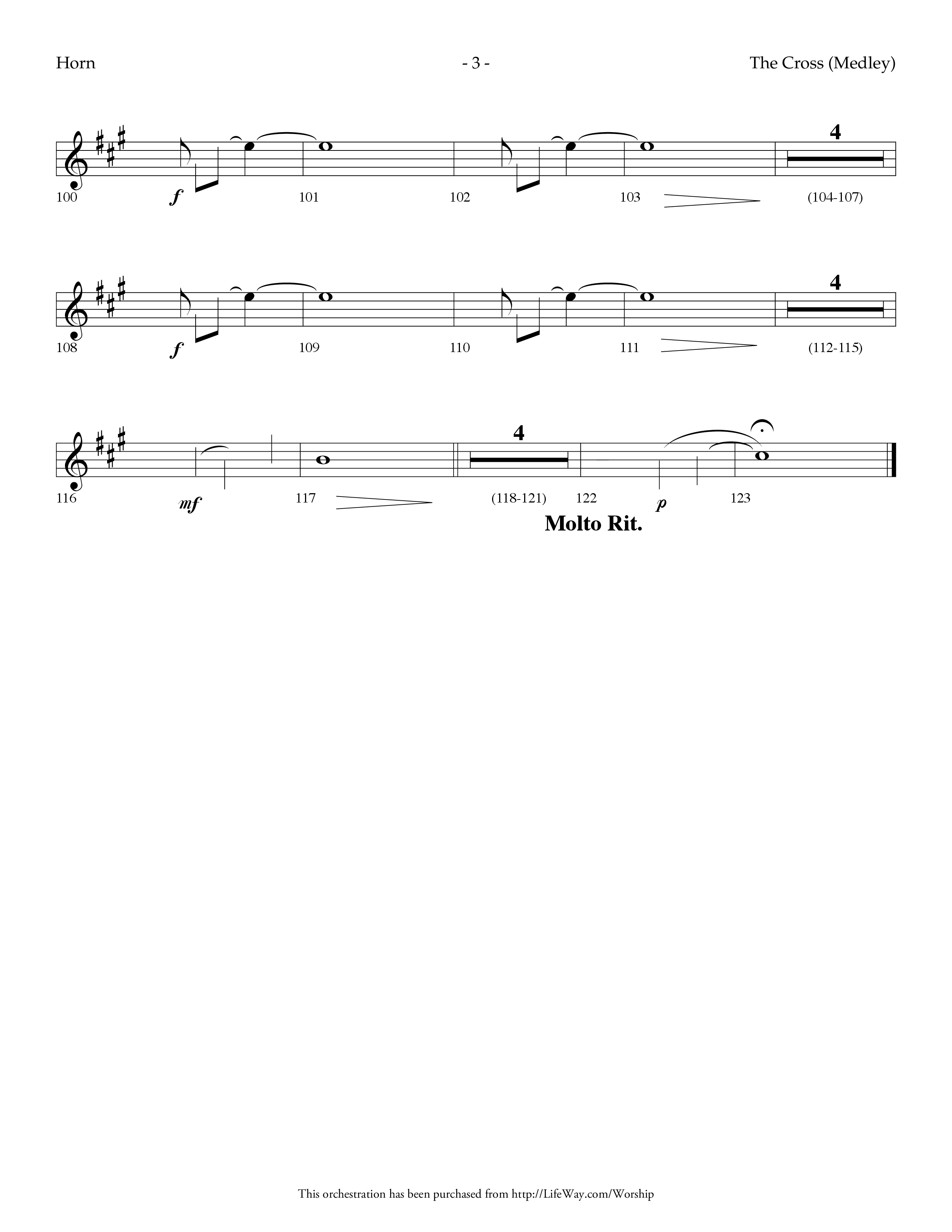 The Cross (Medley) (with At The Cross, There Is A Fountain, The Wonderful Cross) (Choral Anthem SATB) French Horn (Lifeway Choral / Arr. Dennis Allen)