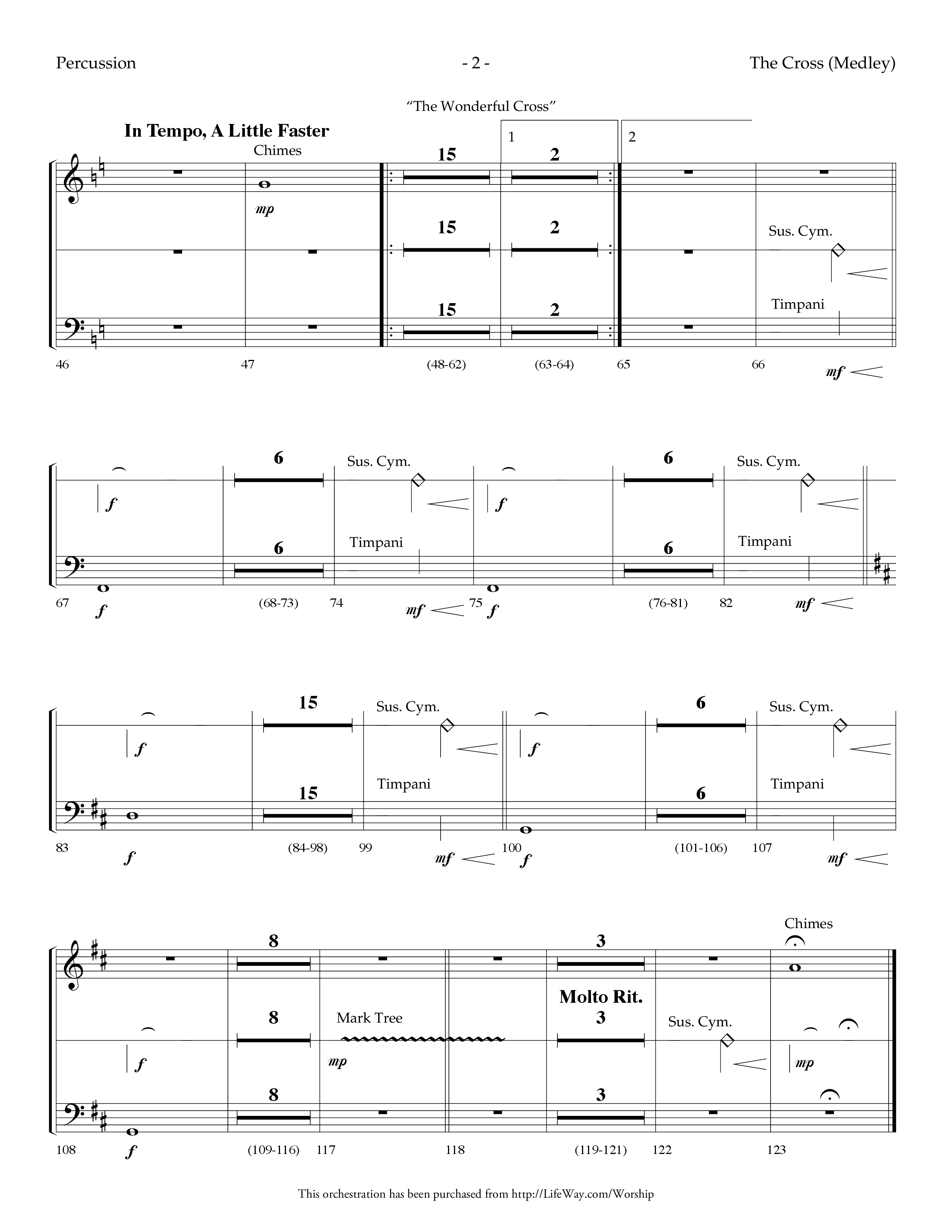 The Cross (Medley) (with At The Cross, There Is A Fountain, The Wonderful Cross) (Choral Anthem SATB) Percussion (Lifeway Choral / Arr. Dennis Allen)