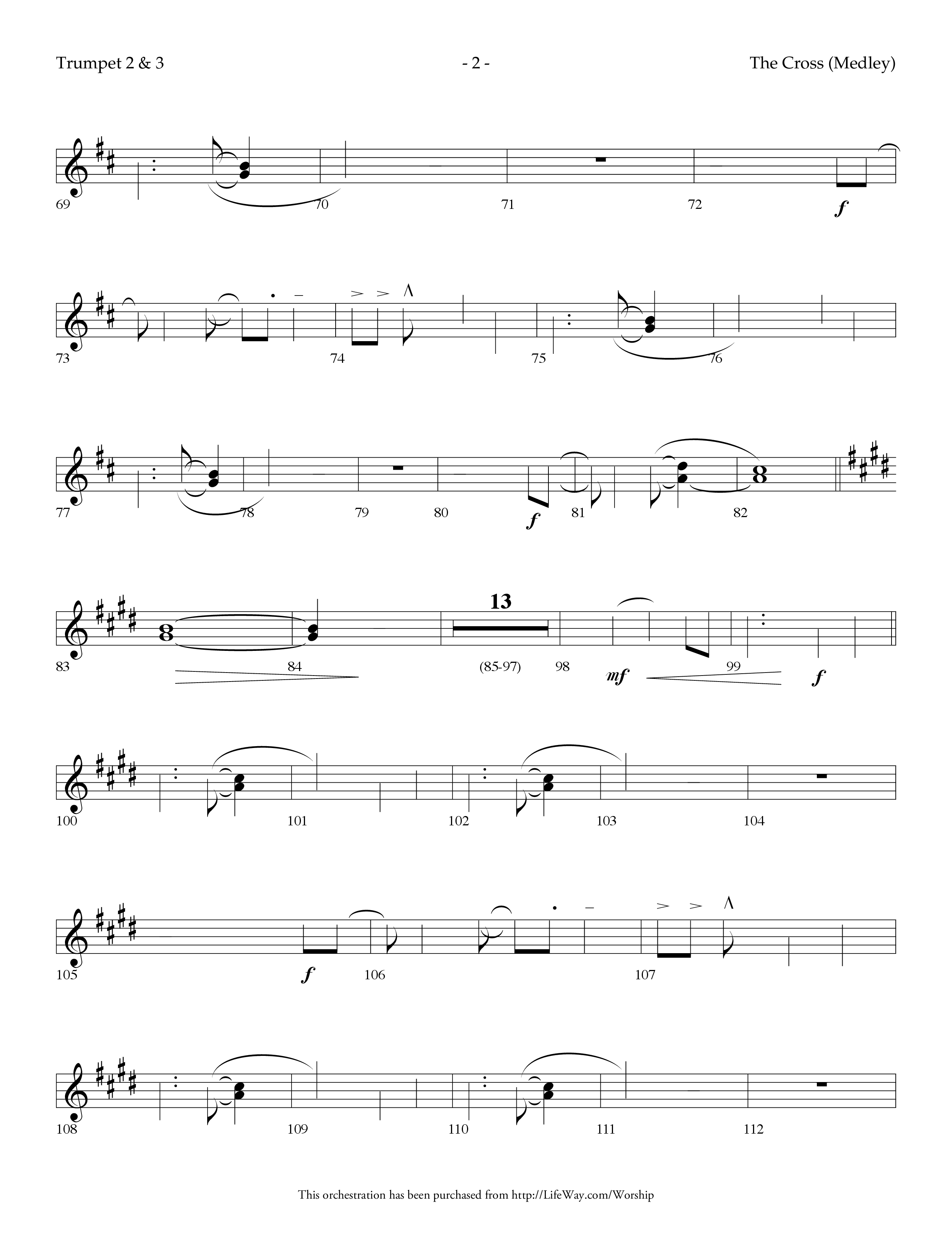 The Cross (Medley) (with At The Cross, There Is A Fountain, The Wonderful Cross) (Choral Anthem SATB) Trumpet 2/3 (Lifeway Choral / Arr. Dennis Allen)