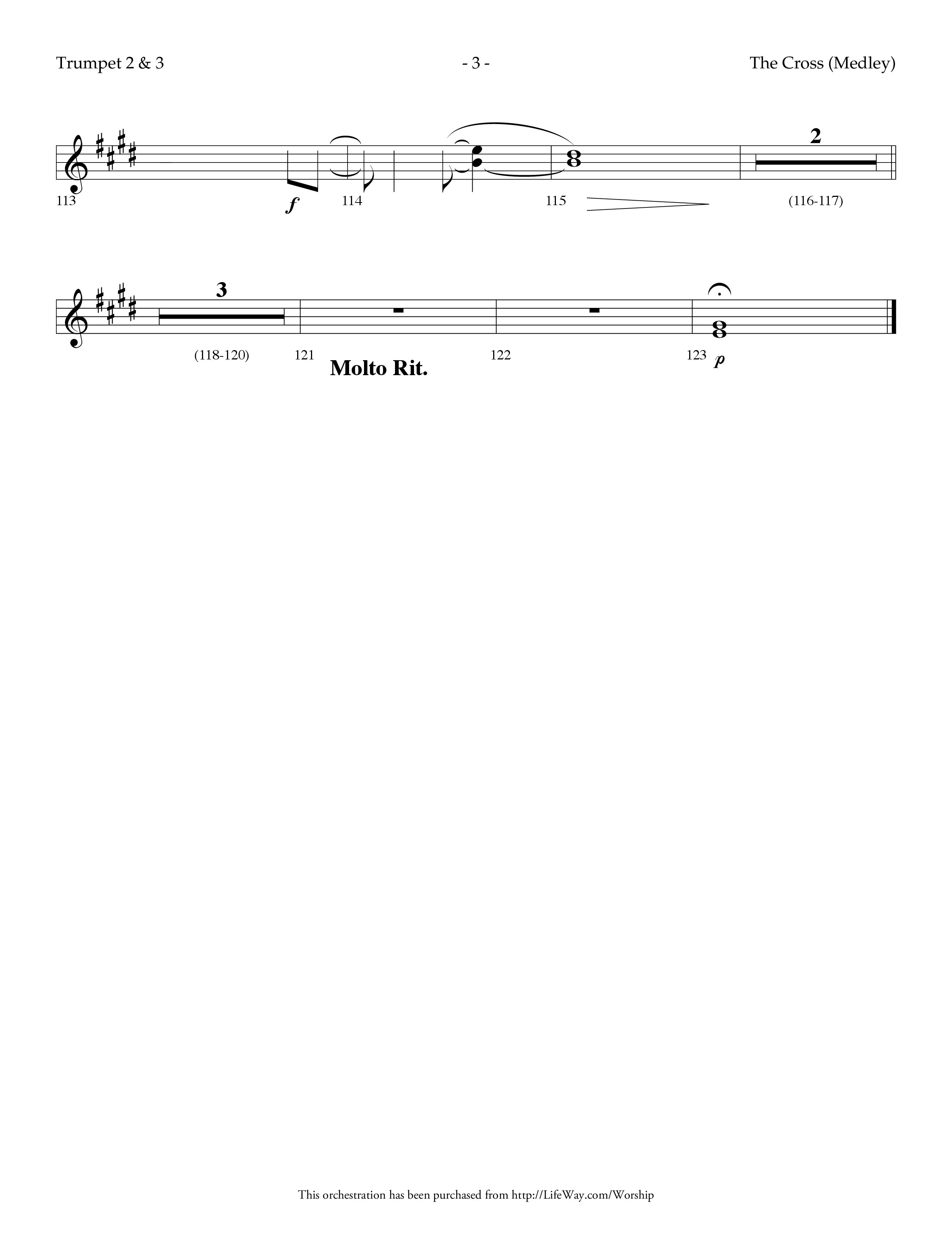 The Cross (Medley) (with At The Cross, There Is A Fountain, The Wonderful Cross) (Choral Anthem SATB) Trumpet 2/3 (Lifeway Choral / Arr. Dennis Allen)