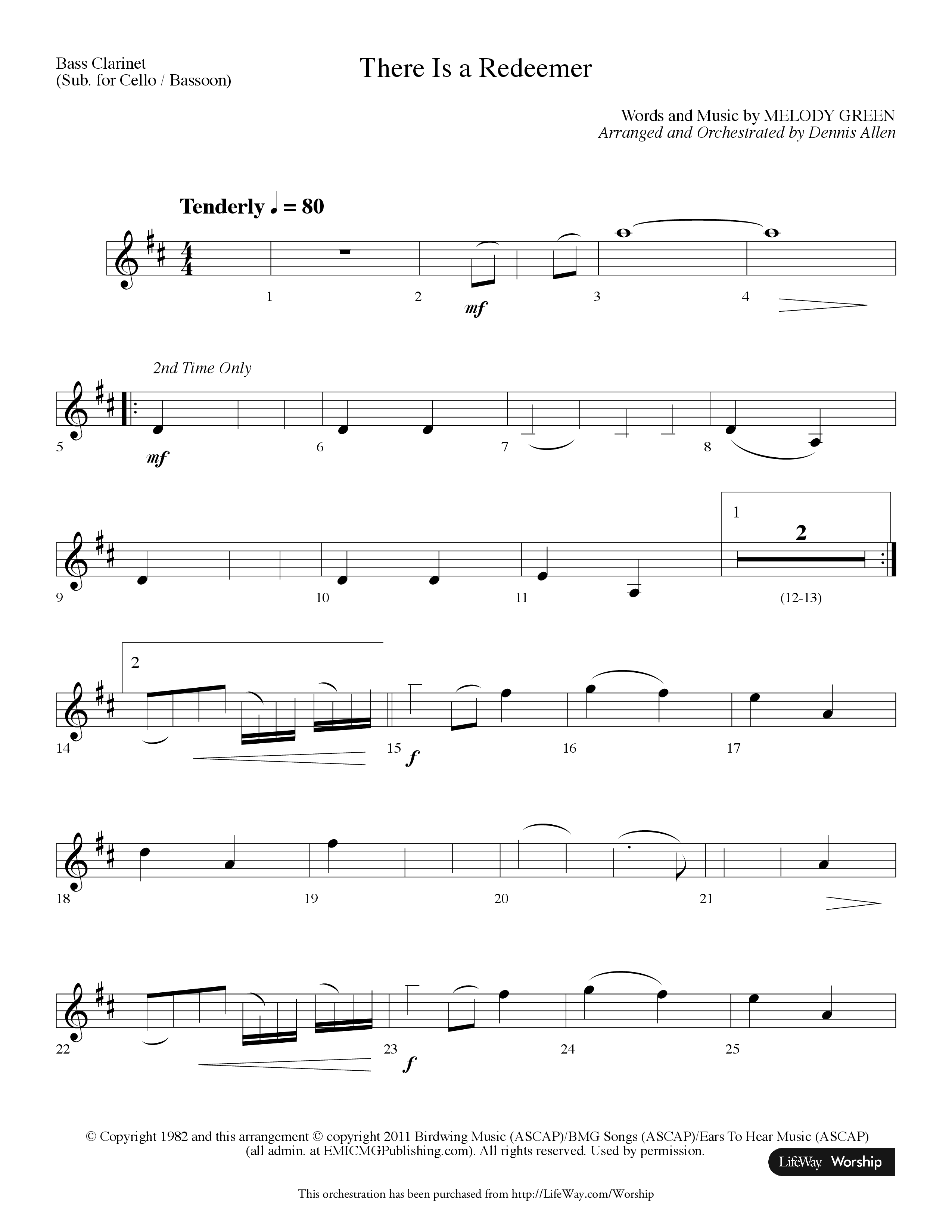 There Is A Redeemer (Choral Anthem SATB) Bass Clarinet (Lifeway Choral / Arr. Dennis Allen)