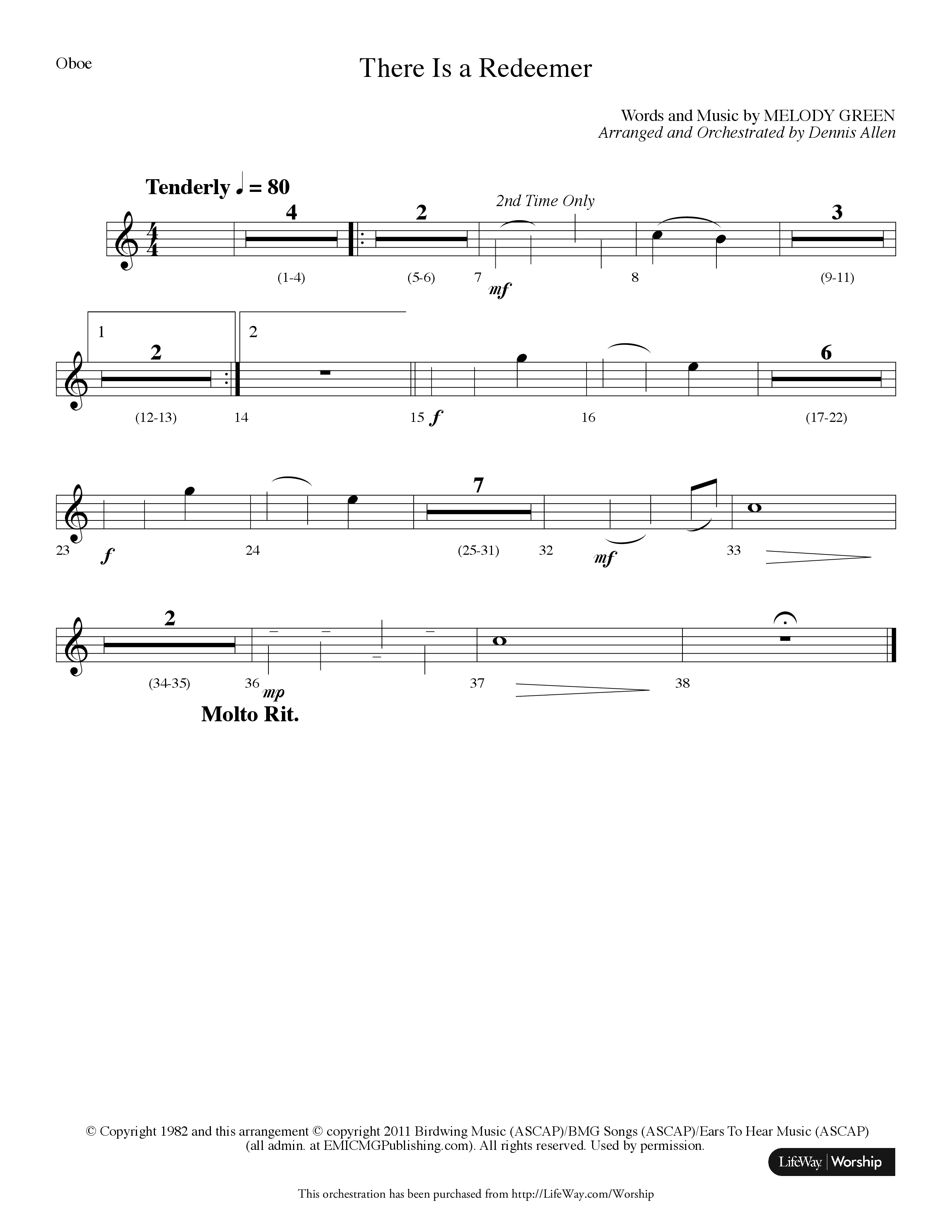 There Is A Redeemer (Choral Anthem SATB) Oboe (Lifeway Choral / Arr. Dennis Allen)