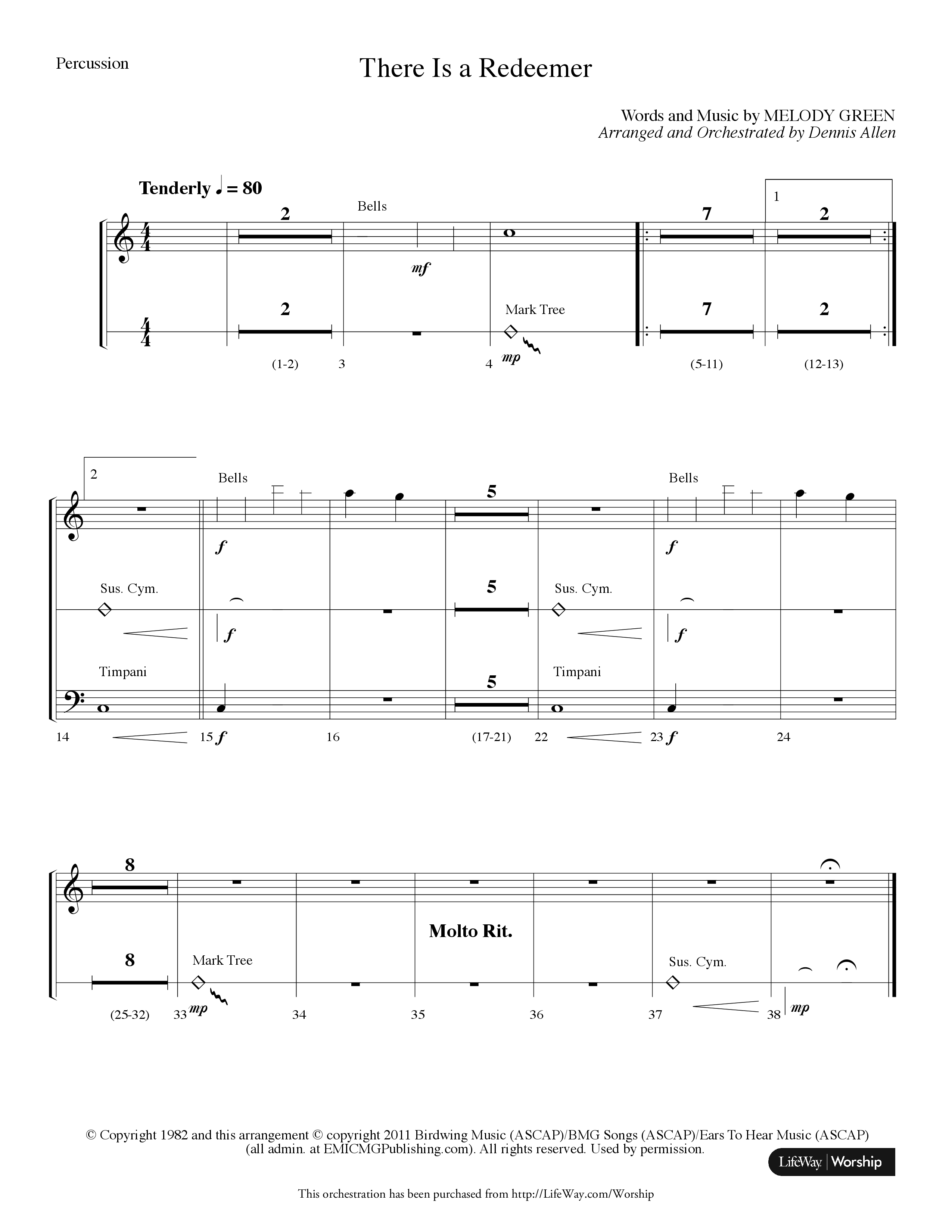 There Is A Redeemer (Choral Anthem SATB) Percussion (Lifeway Choral / Arr. Dennis Allen)