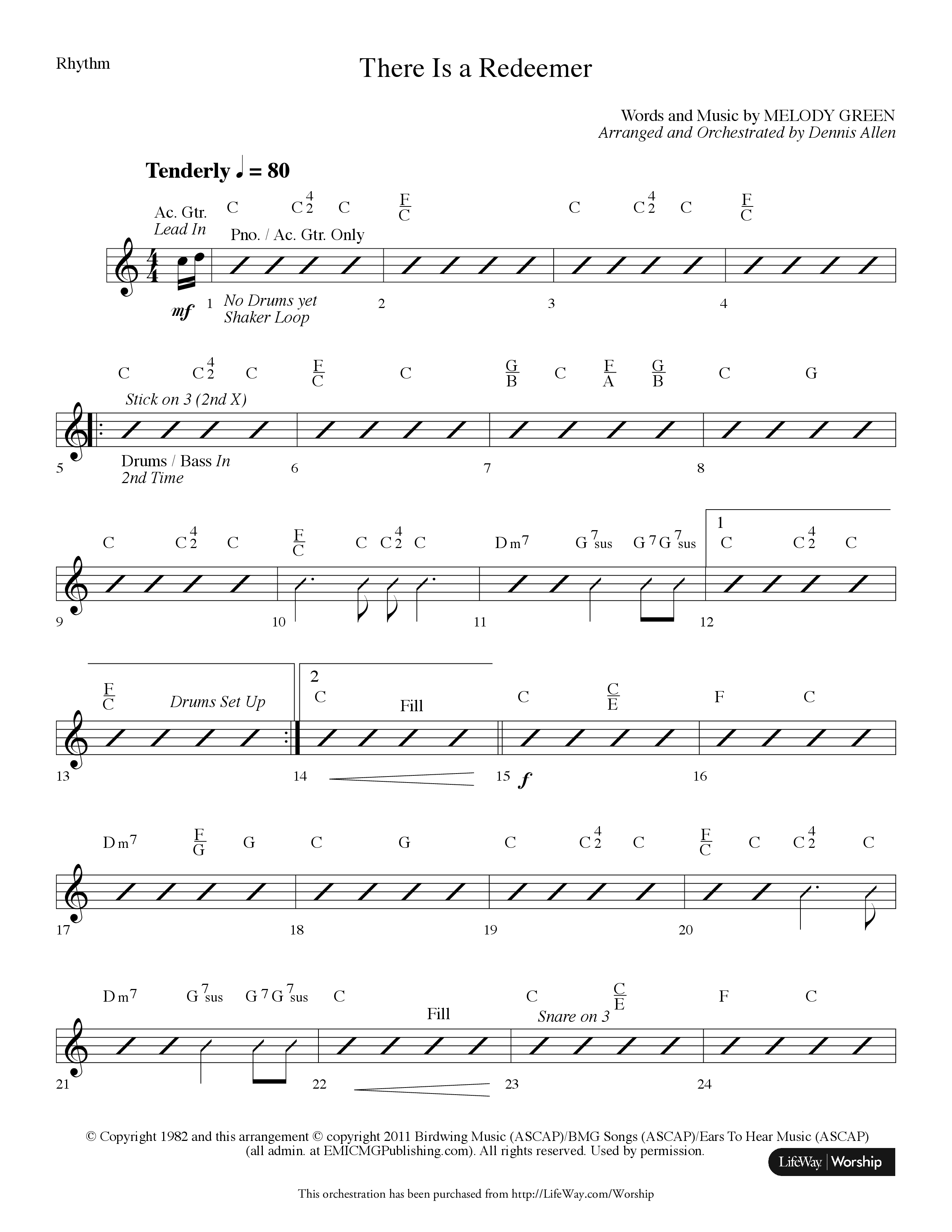 There Is A Redeemer (Choral Anthem SATB) Rhythm Chart (Lifeway Choral / Arr. Dennis Allen)