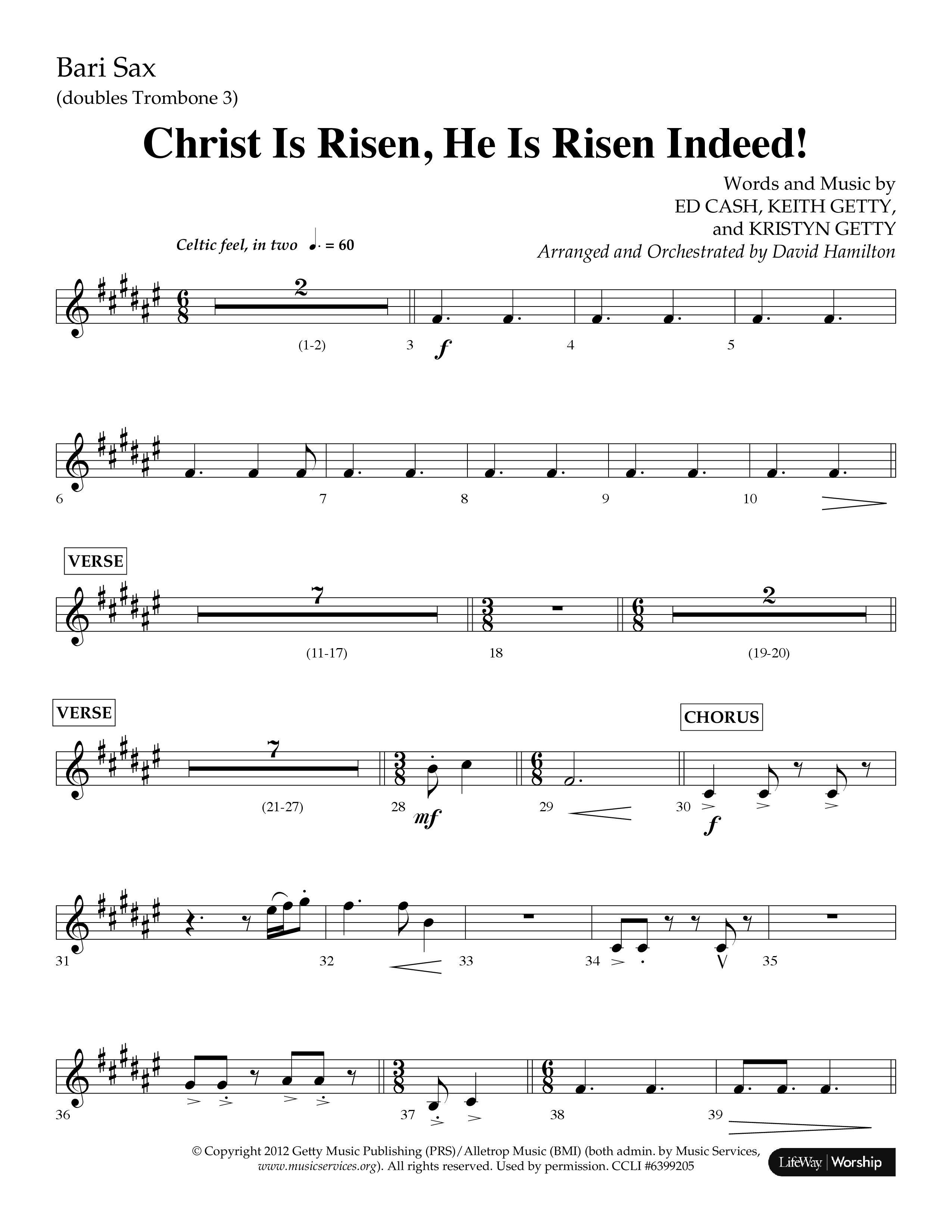 Christ Is Risen He Is Risen Indeed (Choral Anthem SATB) Bari Sax (Lifeway Choral / Arr. David Hamilton)