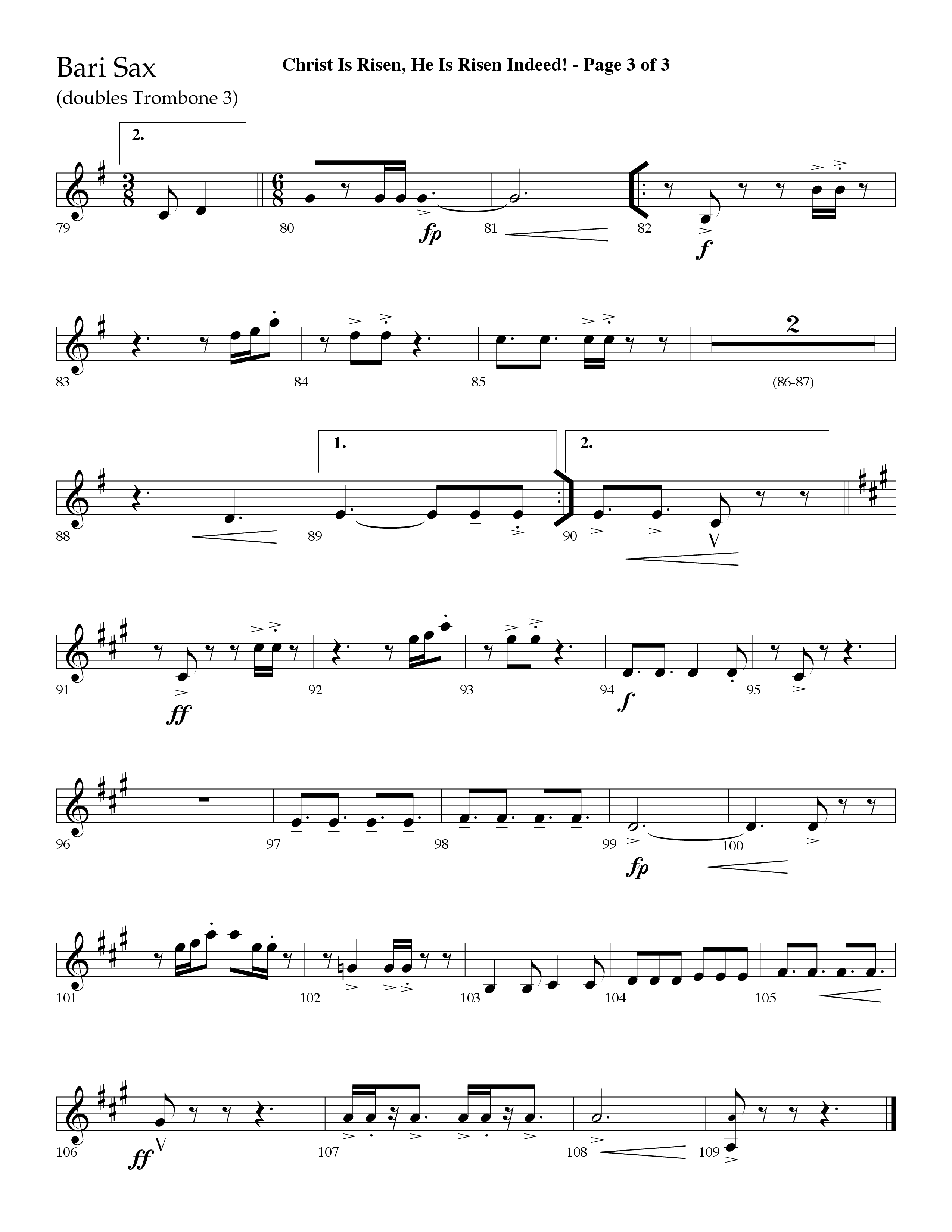Christ Is Risen He Is Risen Indeed (Choral Anthem SATB) Bari Sax (Lifeway Choral / Arr. David Hamilton)