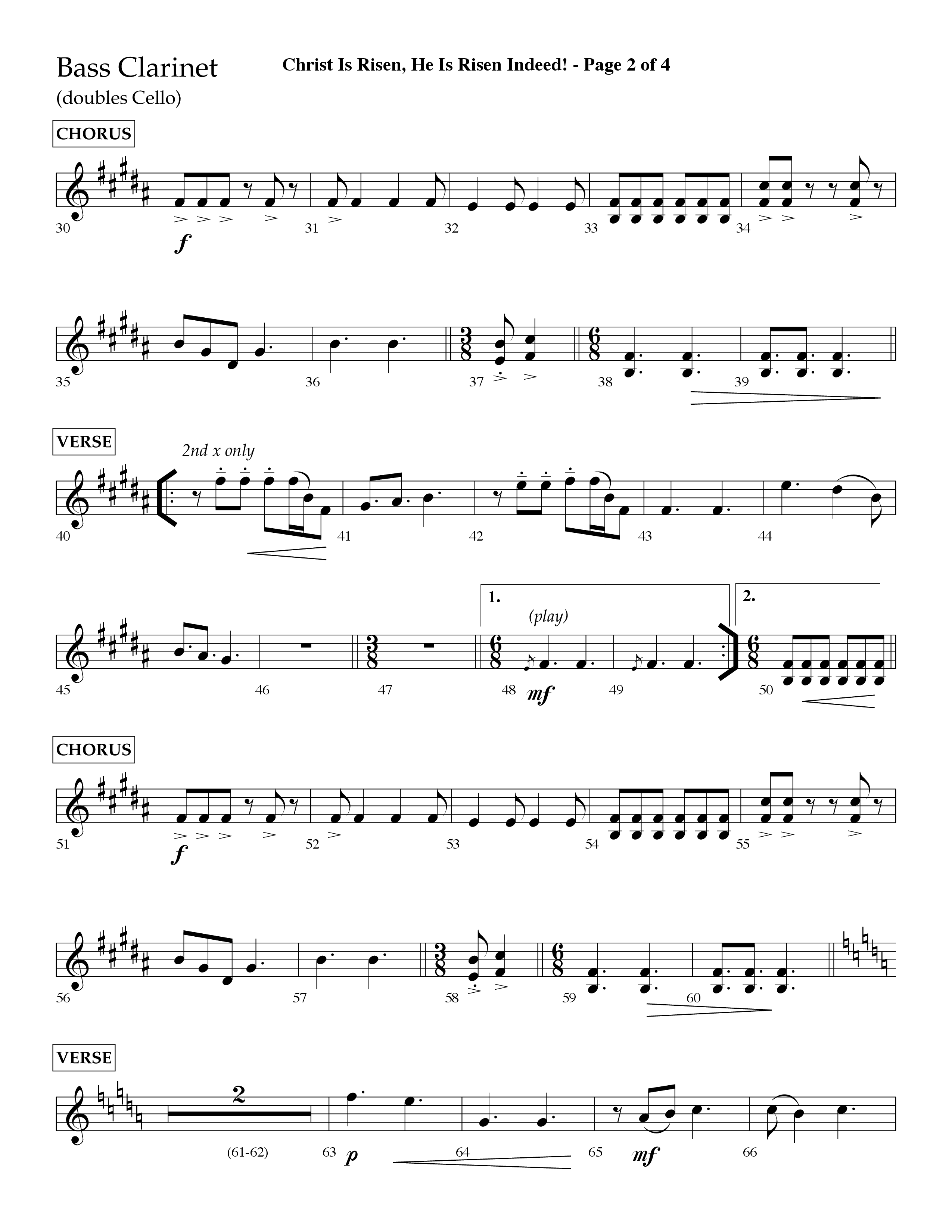 Christ Is Risen He Is Risen Indeed (Choral Anthem SATB) Bass Clarinet (Lifeway Choral / Arr. David Hamilton)