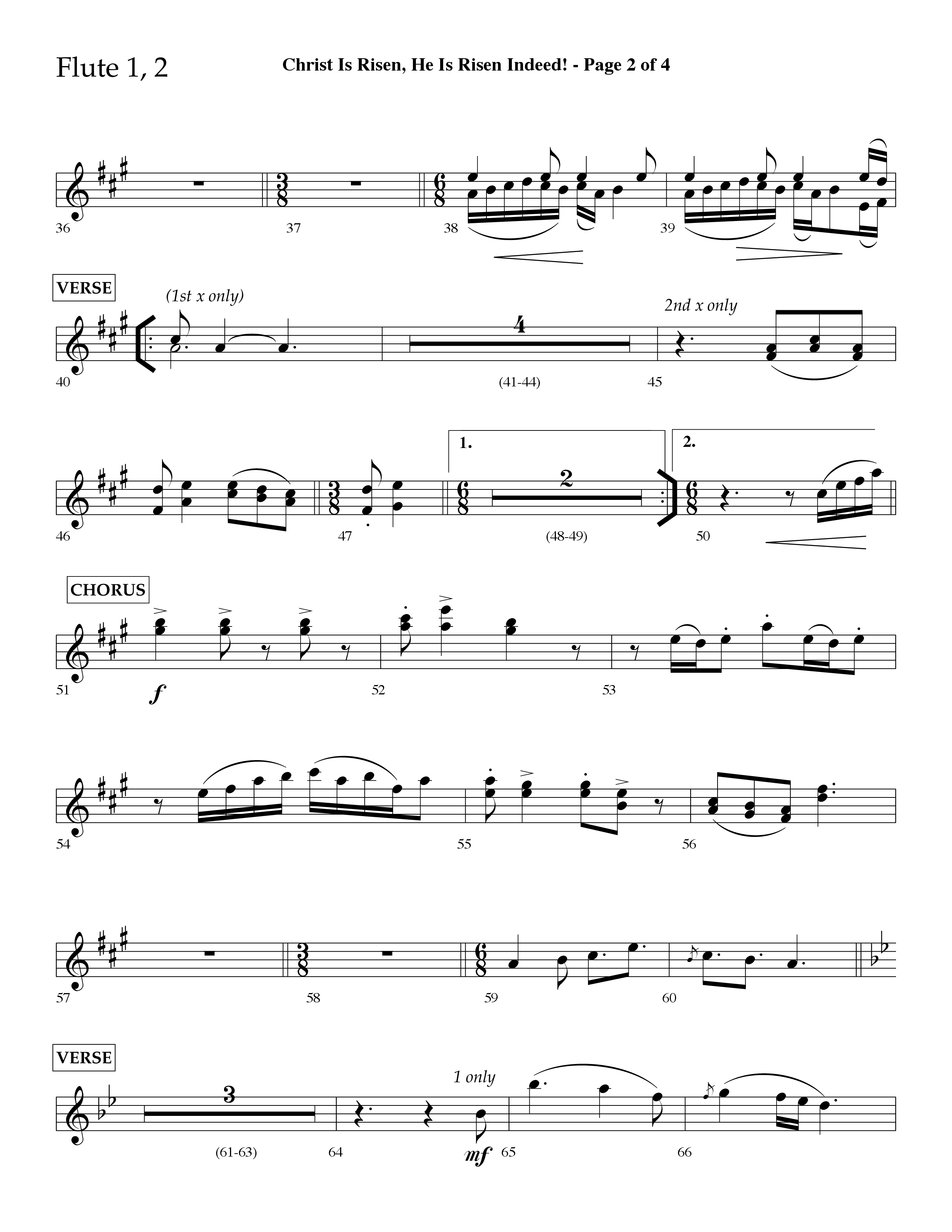 Christ Is Risen He Is Risen Indeed (Choral Anthem SATB) Flute 1/2 (Lifeway Choral / Arr. David Hamilton)