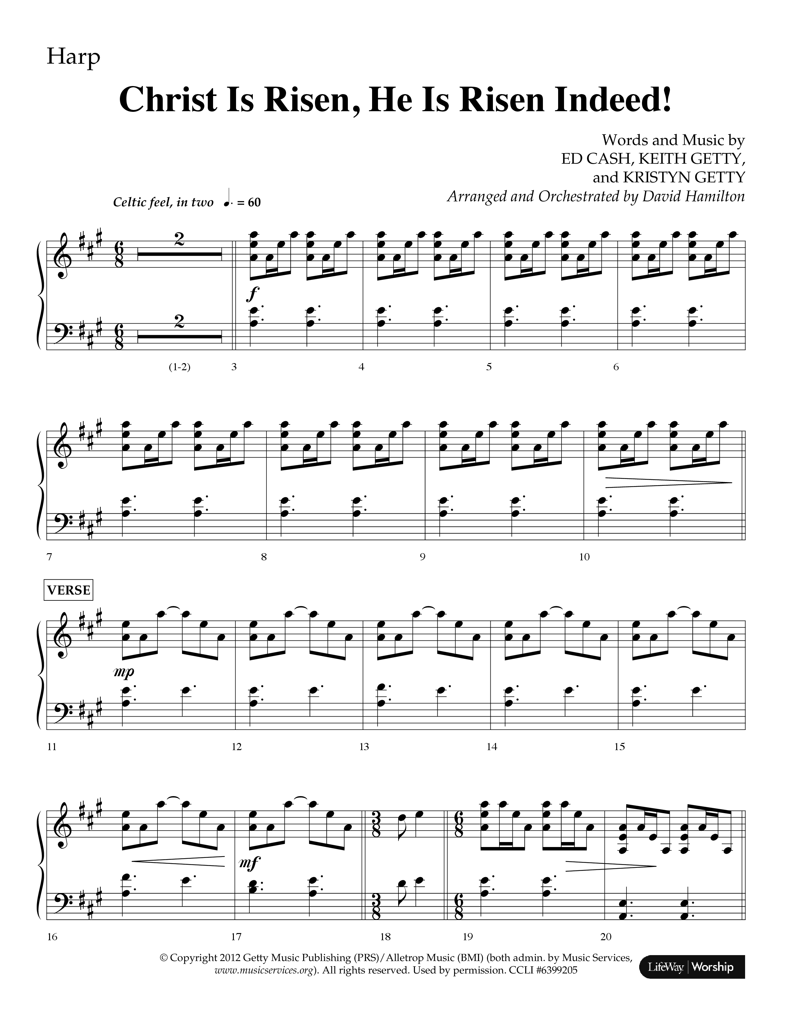 Christ Is Risen He Is Risen Indeed (Choral Anthem SATB) Harp (Lifeway Choral / Arr. David Hamilton)