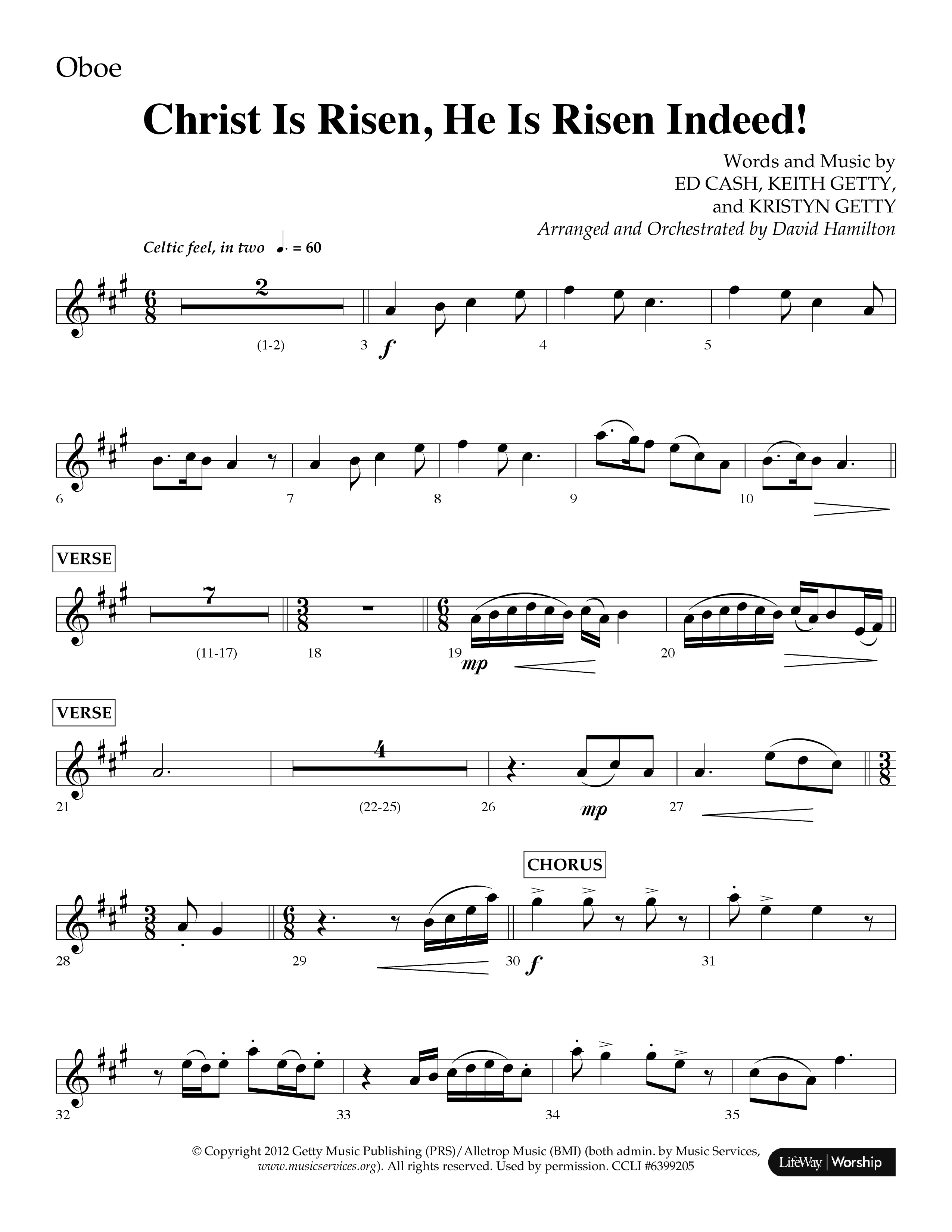 Christ Is Risen He Is Risen Indeed (Choral Anthem SATB) Oboe (Lifeway Choral / Arr. David Hamilton)