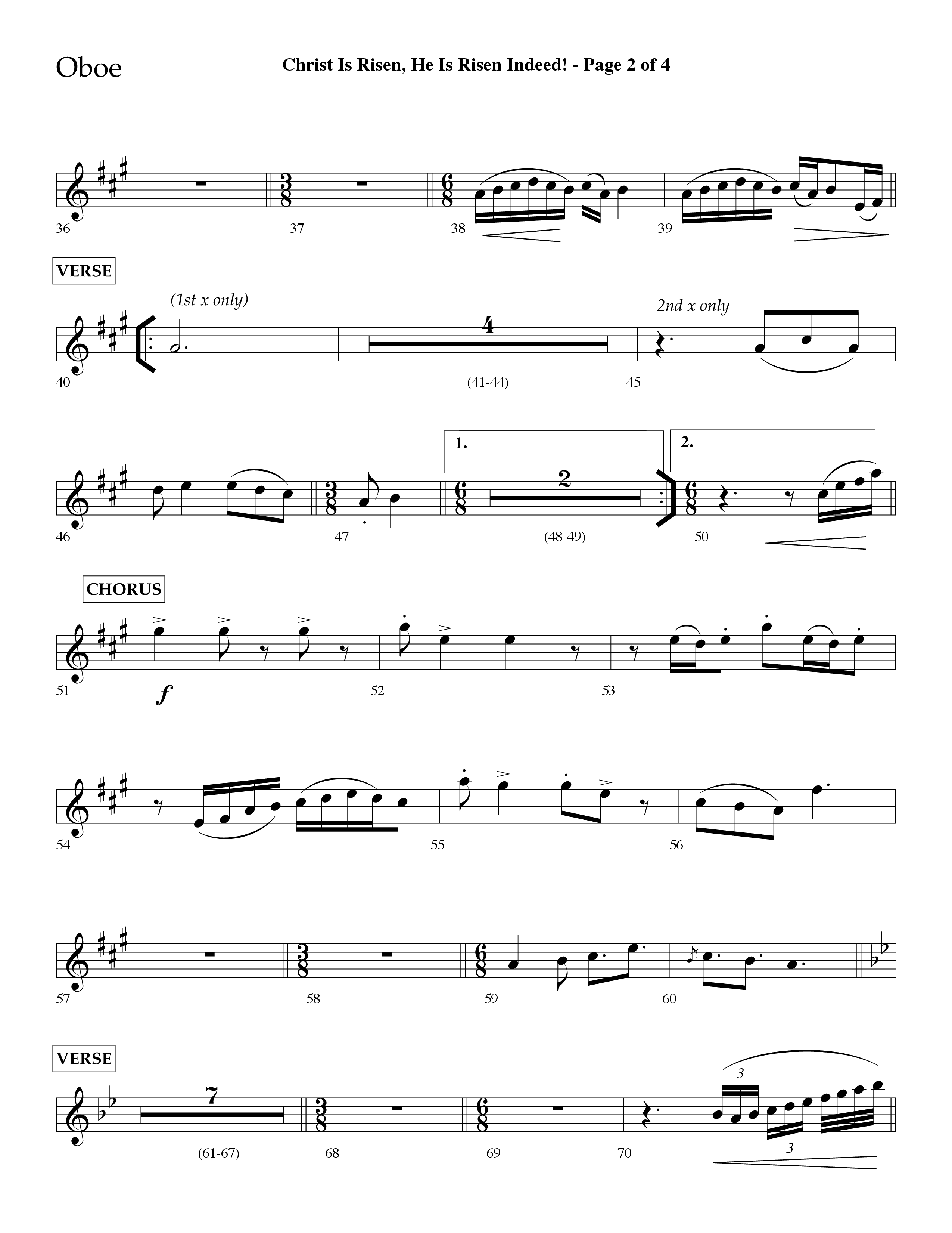 Christ Is Risen He Is Risen Indeed (Choral Anthem SATB) Oboe (Lifeway Choral / Arr. David Hamilton)