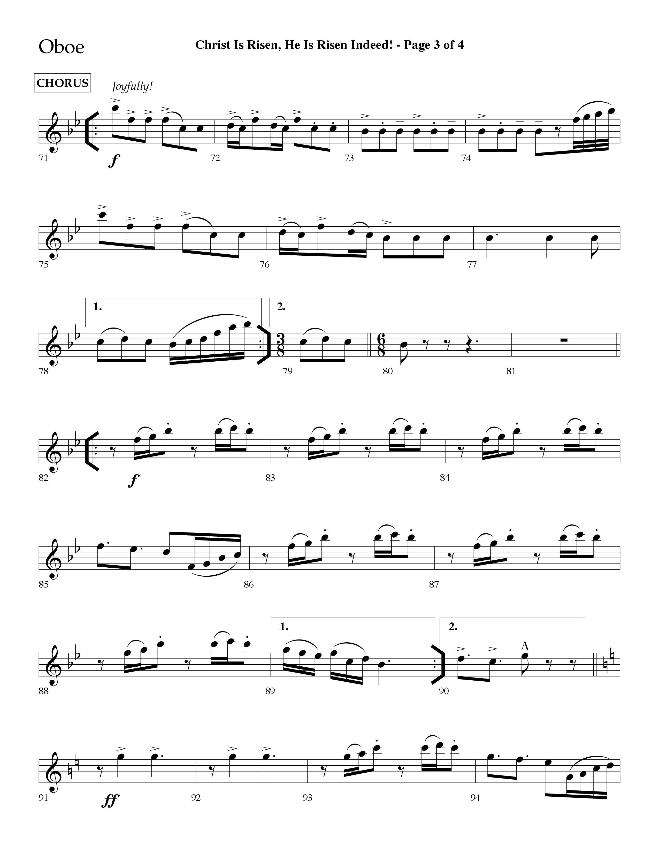 Christ Is Risen He Is Risen Indeed (Choral Anthem SATB) Oboe (Lifeway Choral / Arr. David Hamilton)