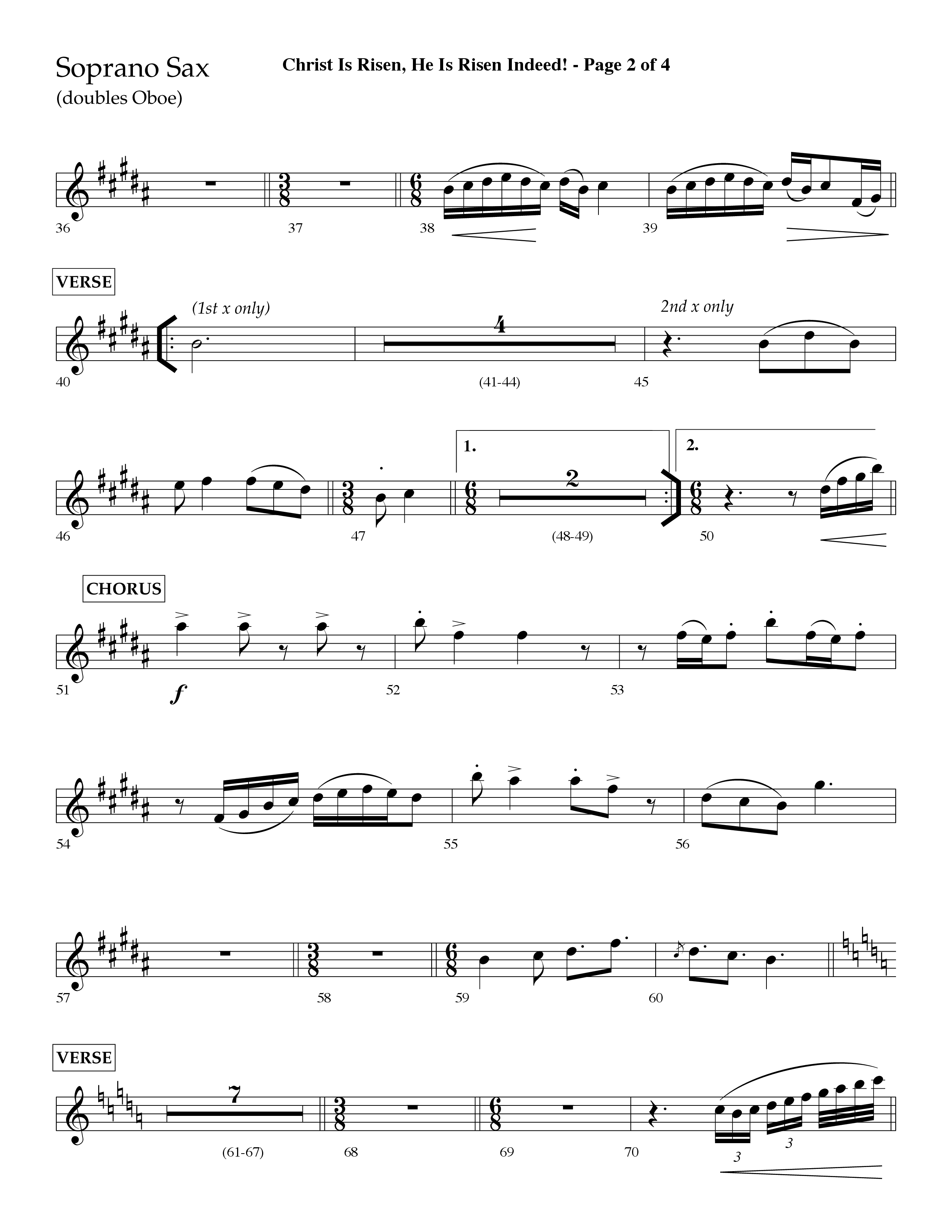 Christ Is Risen He Is Risen Indeed (Choral Anthem SATB) Soprano Sax (Lifeway Choral / Arr. David Hamilton)