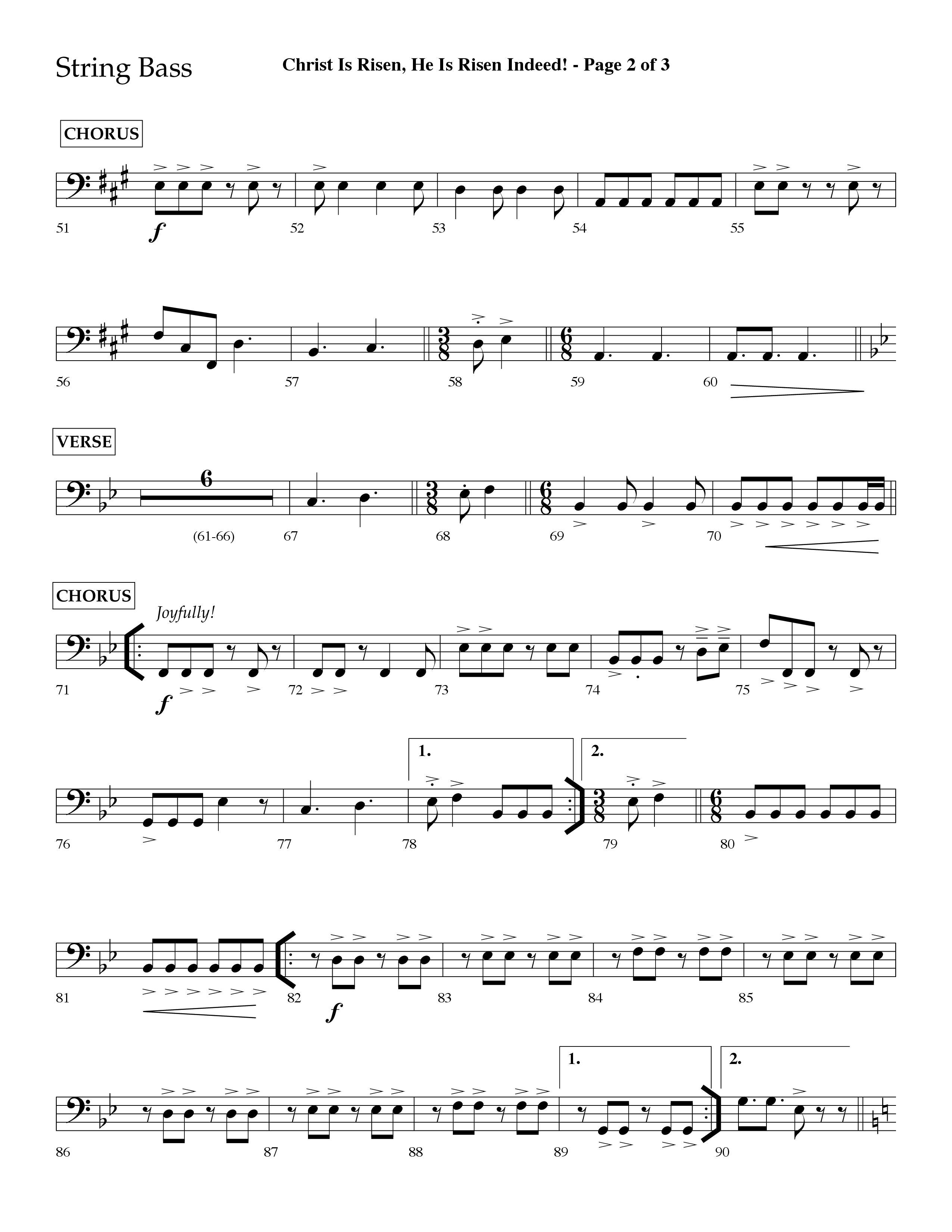 Christ Is Risen He Is Risen Indeed (Choral Anthem SATB) String Bass (Lifeway Choral / Arr. David Hamilton)