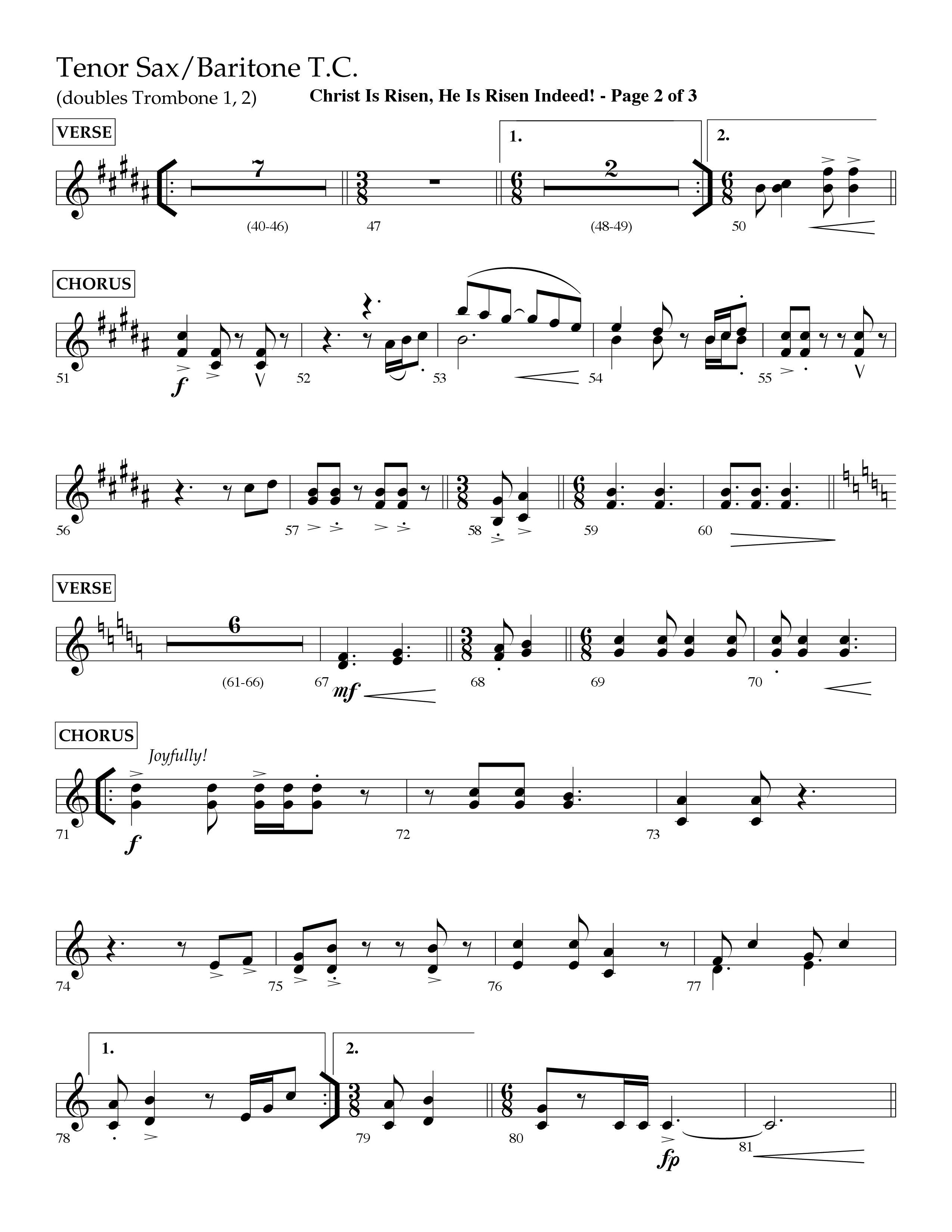 Christ Is Risen He Is Risen Indeed (Choral Anthem SATB) Tenor Sax/Baritone T.C. (Lifeway Choral / Arr. David Hamilton)