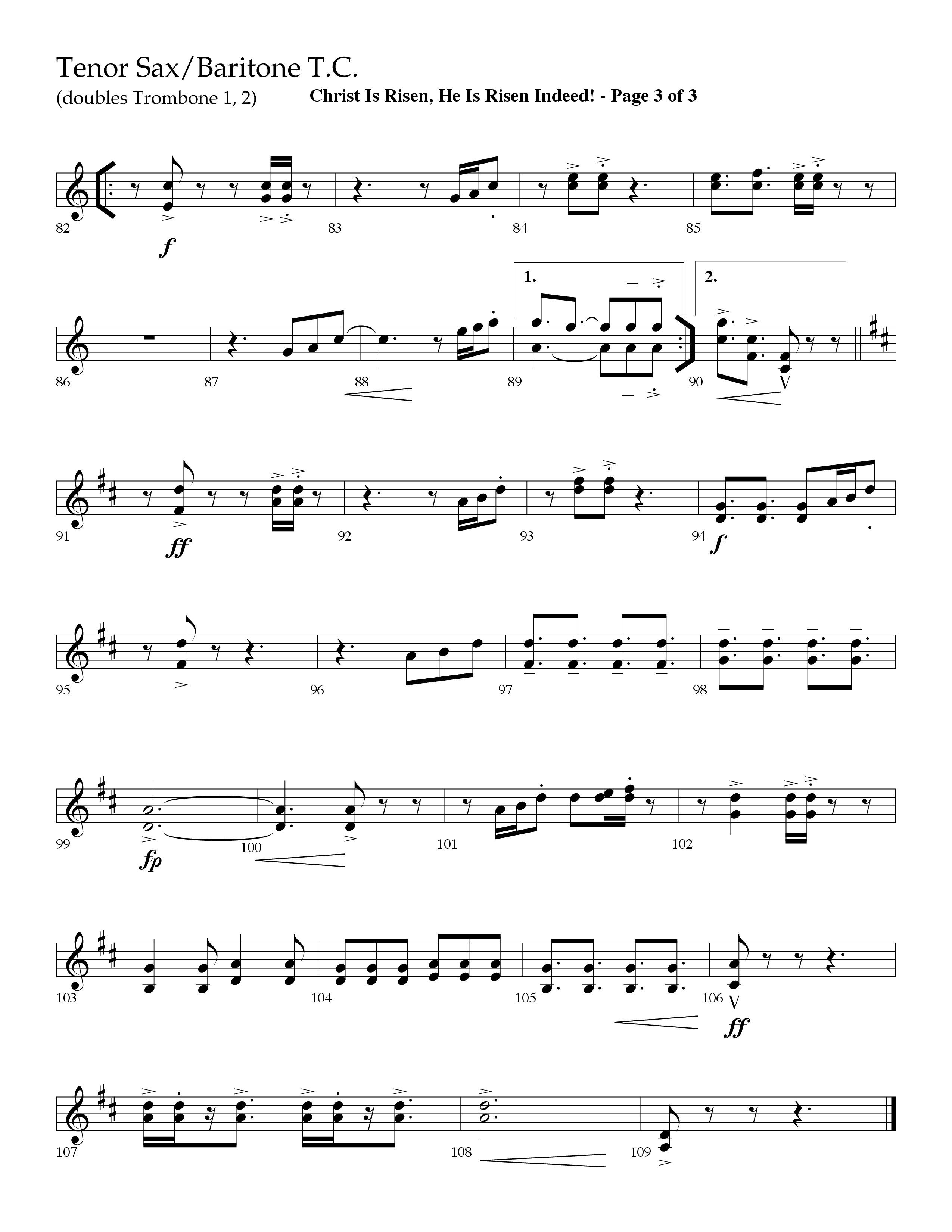 Christ Is Risen He Is Risen Indeed (Choral Anthem SATB) Tenor Sax/Baritone T.C. (Lifeway Choral / Arr. David Hamilton)