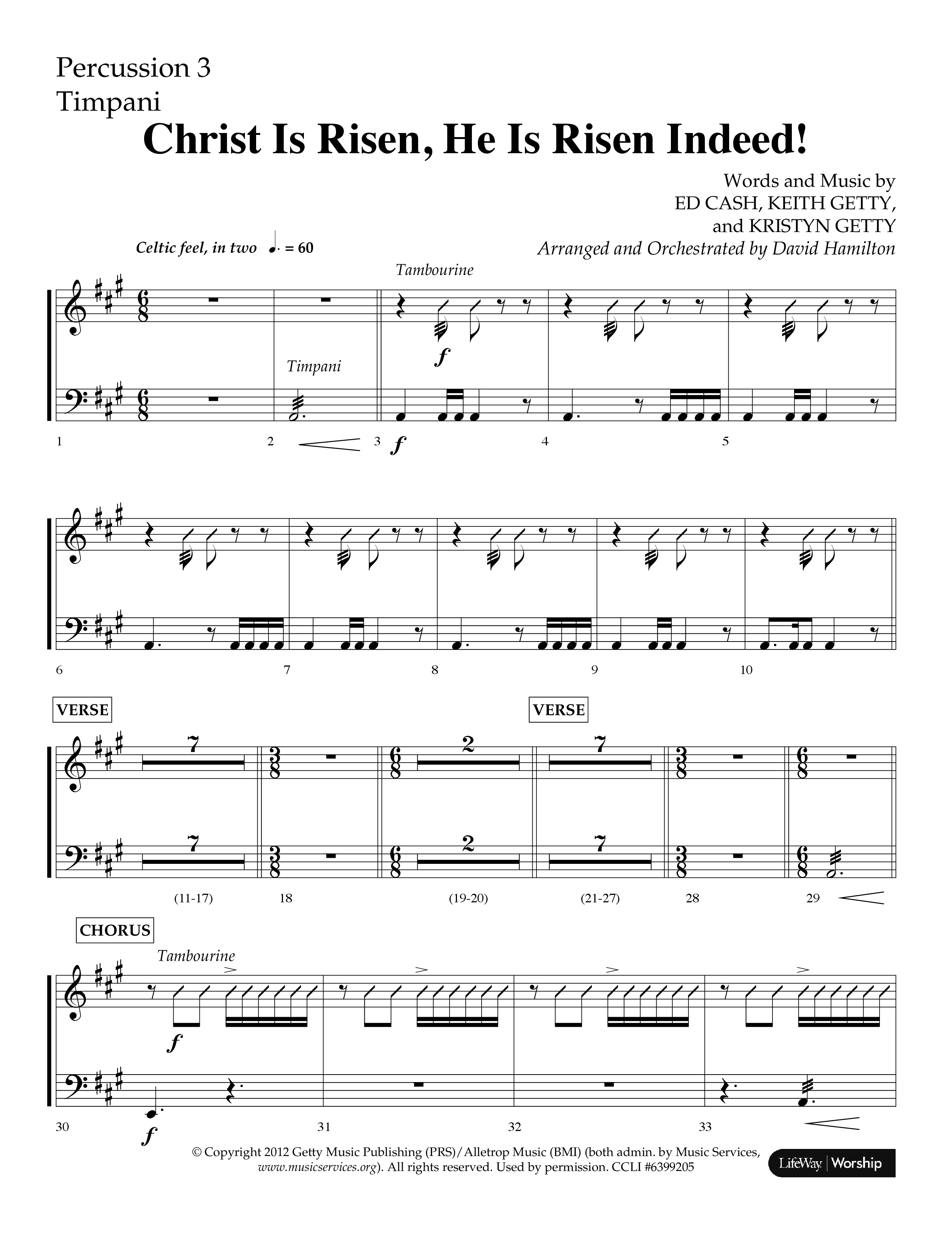 Christ Is Risen He Is Risen Indeed (Choral Anthem SATB) Timpani (Lifeway Choral / Arr. David Hamilton)