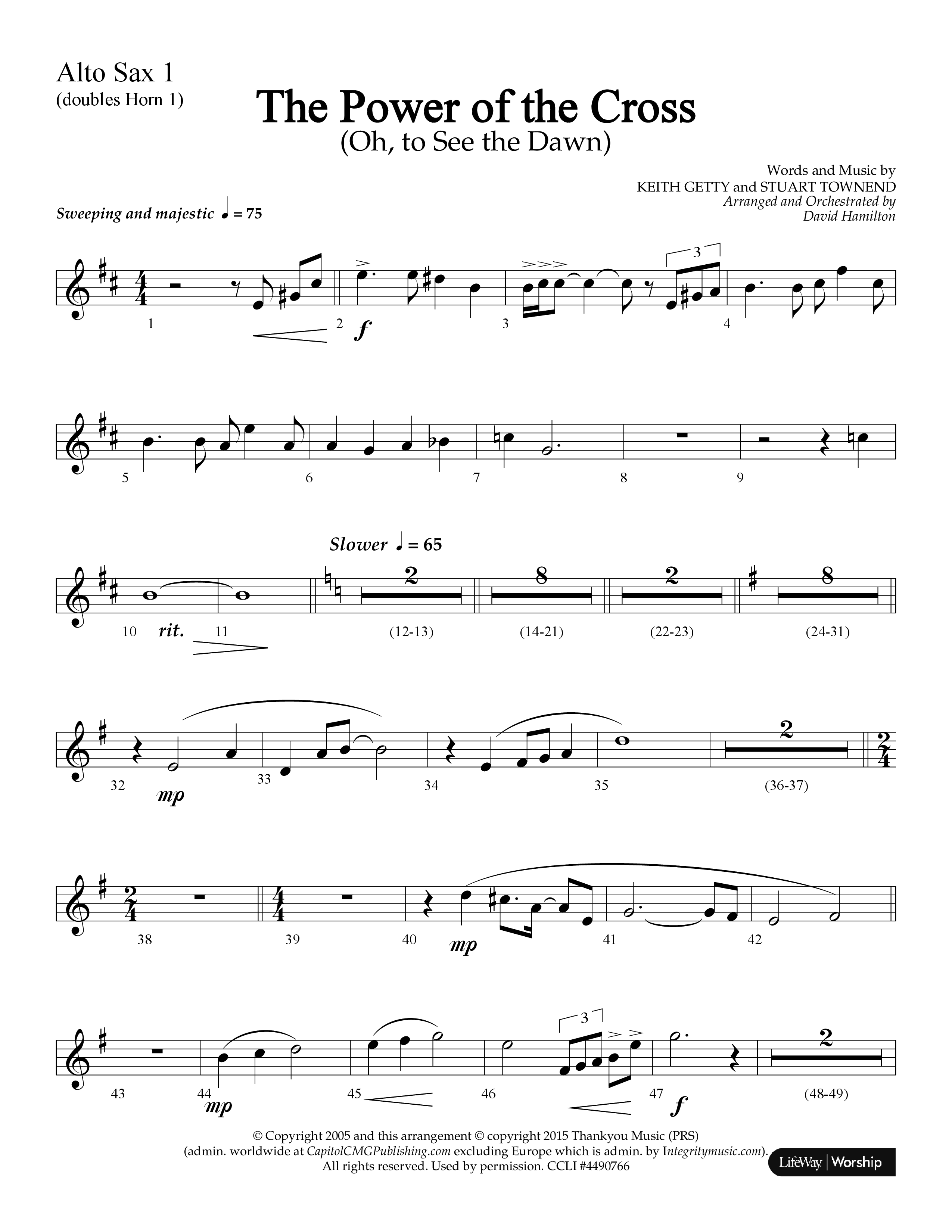 The Power Of The Cross (Choral Anthem SATB) Alto Sax (Lifeway Choral / Arr. David Hamilton)