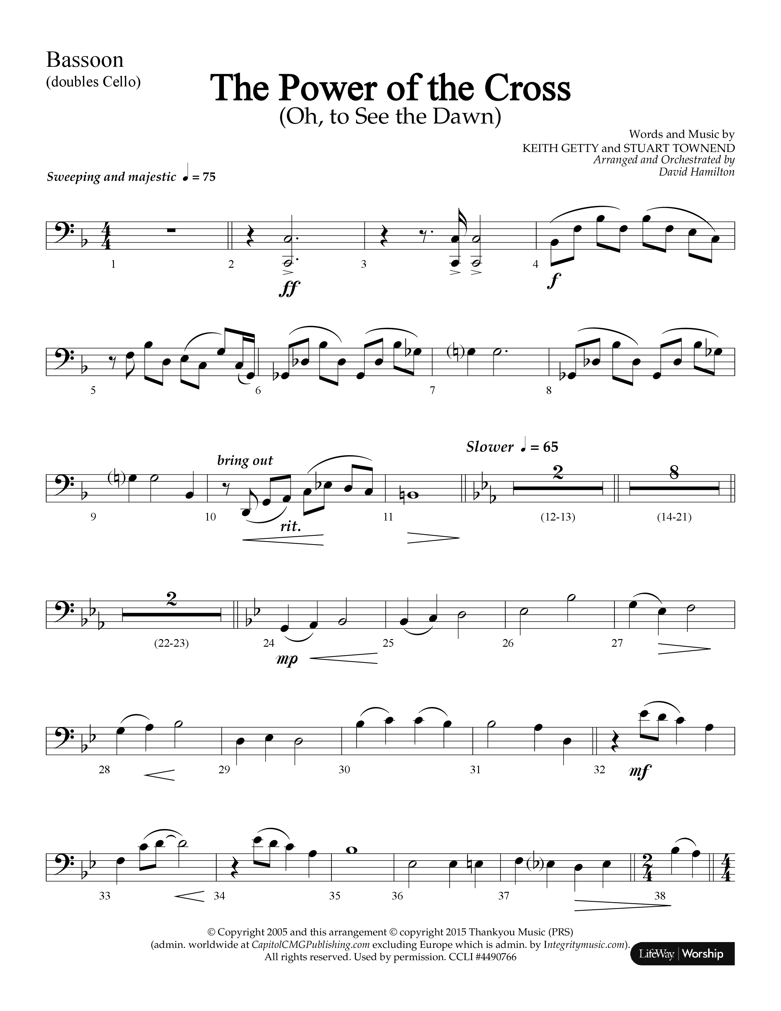 The Power Of The Cross (Choral Anthem SATB) Bassoon (Lifeway Choral / Arr. David Hamilton)