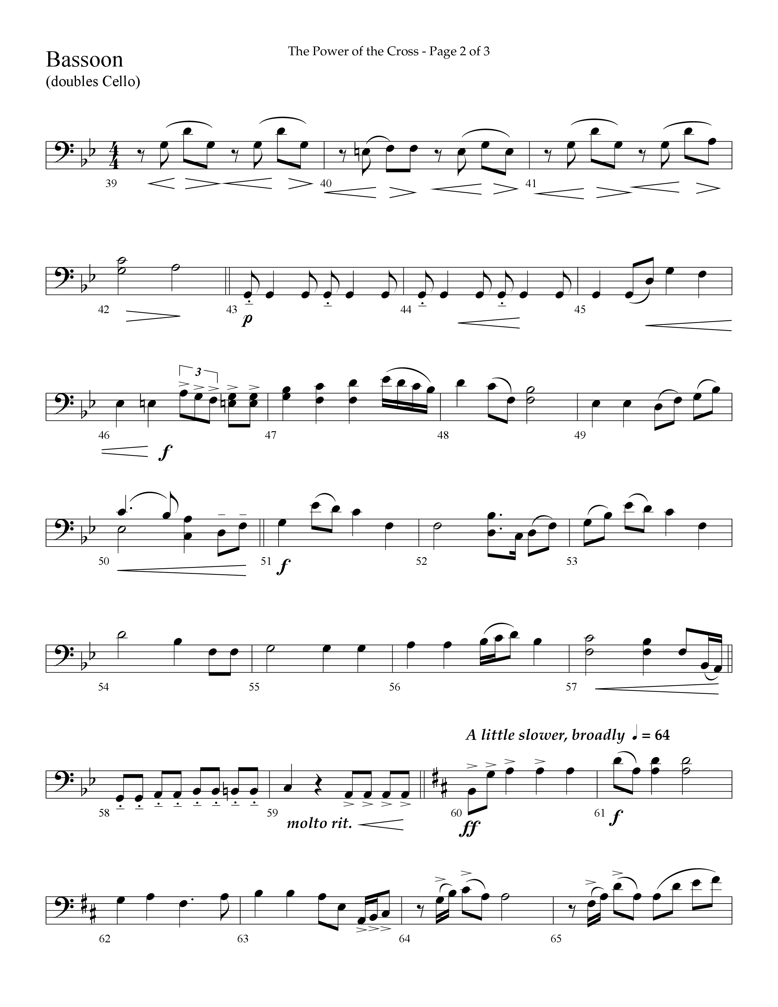 The Power Of The Cross (Choral Anthem SATB) Bassoon (Lifeway Choral / Arr. David Hamilton)