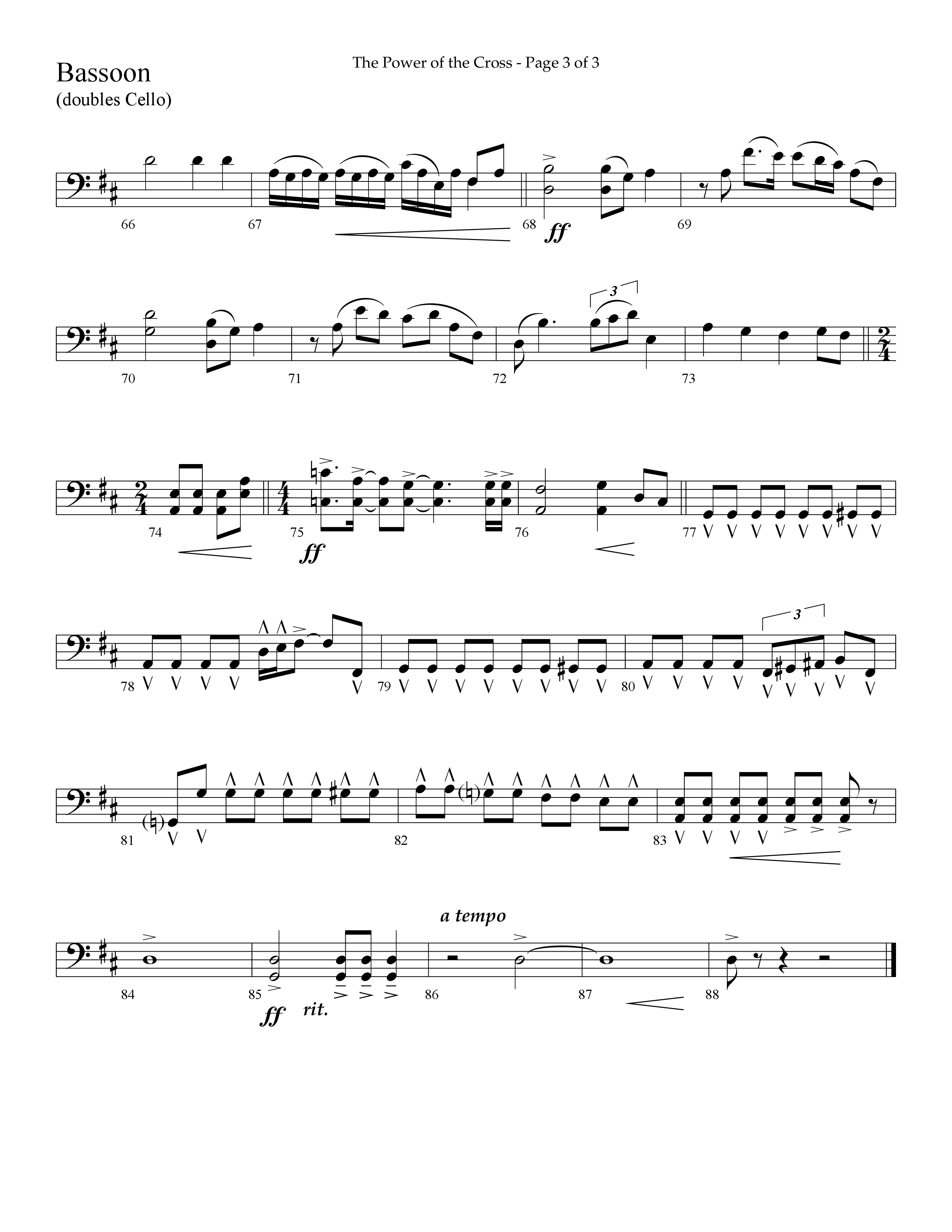 The Power Of The Cross (Choral Anthem SATB) Bassoon (Lifeway Choral / Arr. David Hamilton)