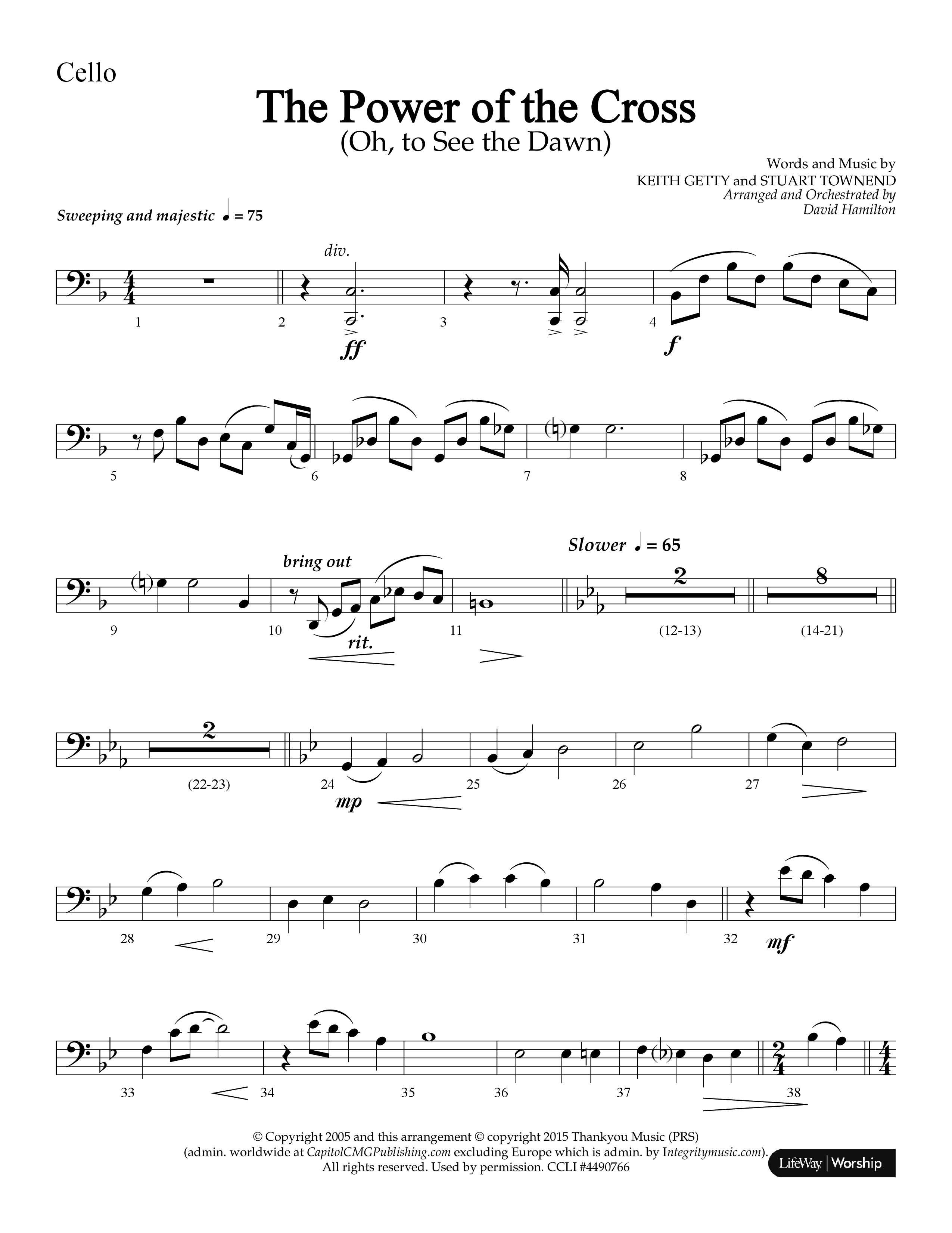 The Power Of The Cross (Choral Anthem SATB) Cello (Lifeway Choral / Arr. David Hamilton)