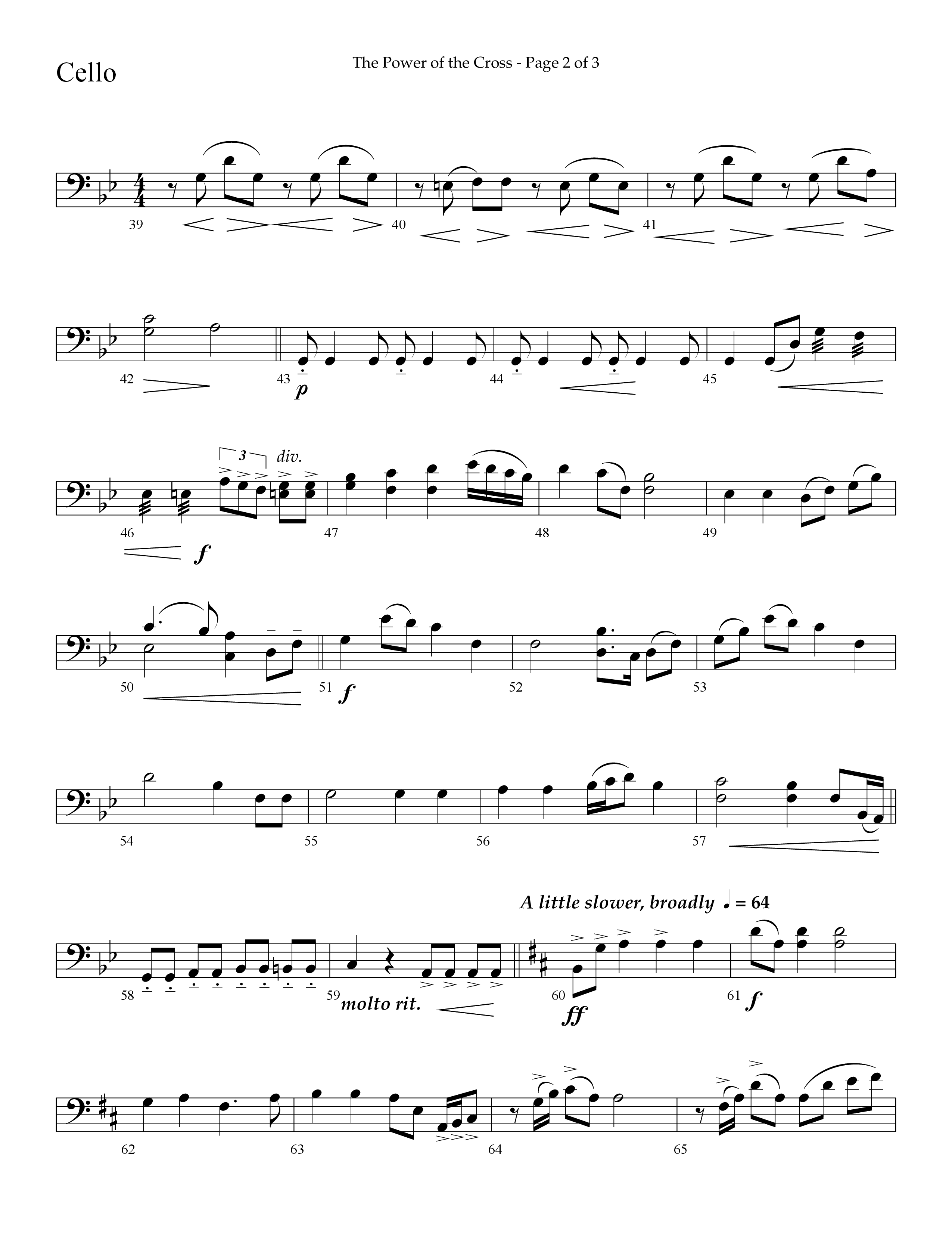 The Power Of The Cross (Choral Anthem SATB) Cello (Lifeway Choral / Arr. David Hamilton)