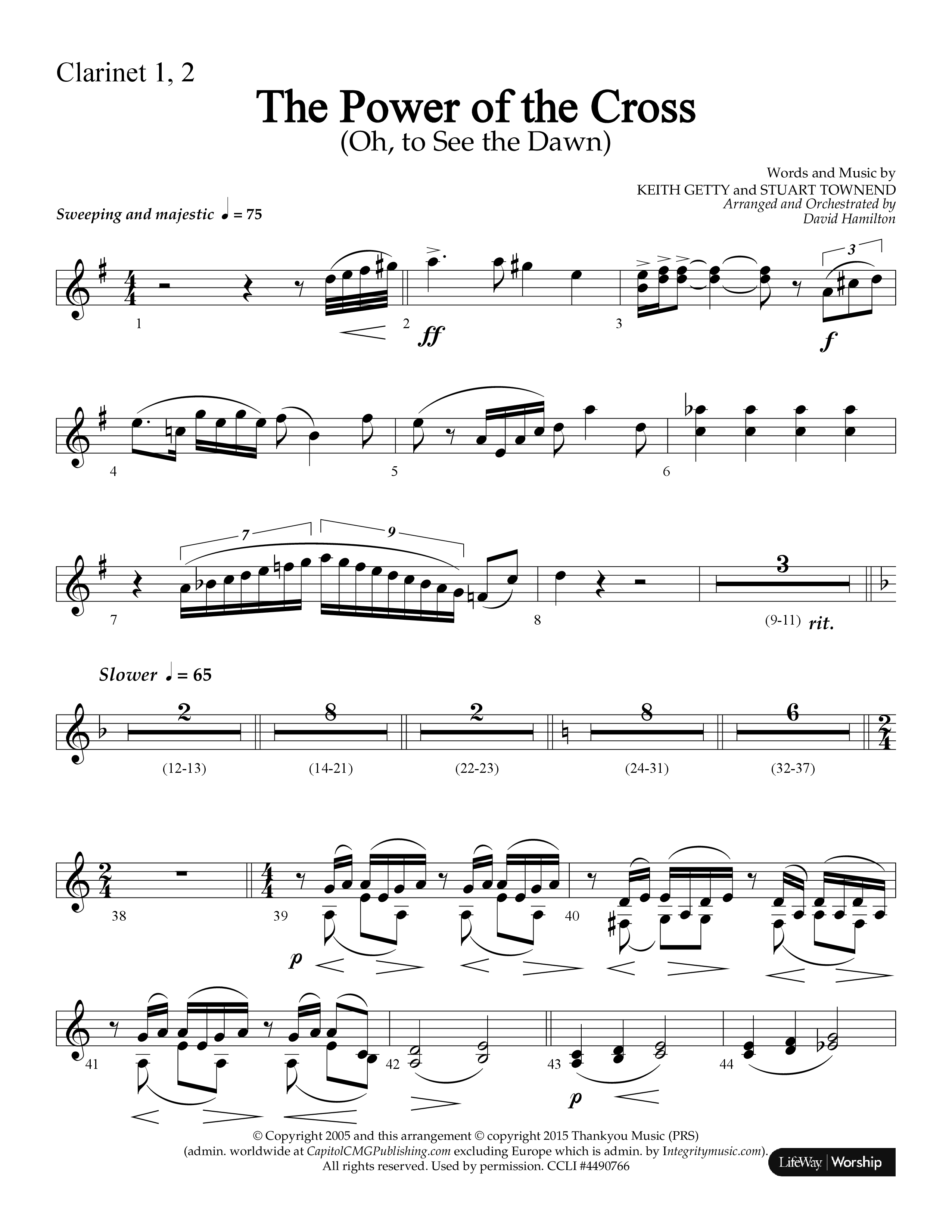 The Power Of The Cross (Choral Anthem SATB) Clarinet 1/2 (Lifeway Choral / Arr. David Hamilton)