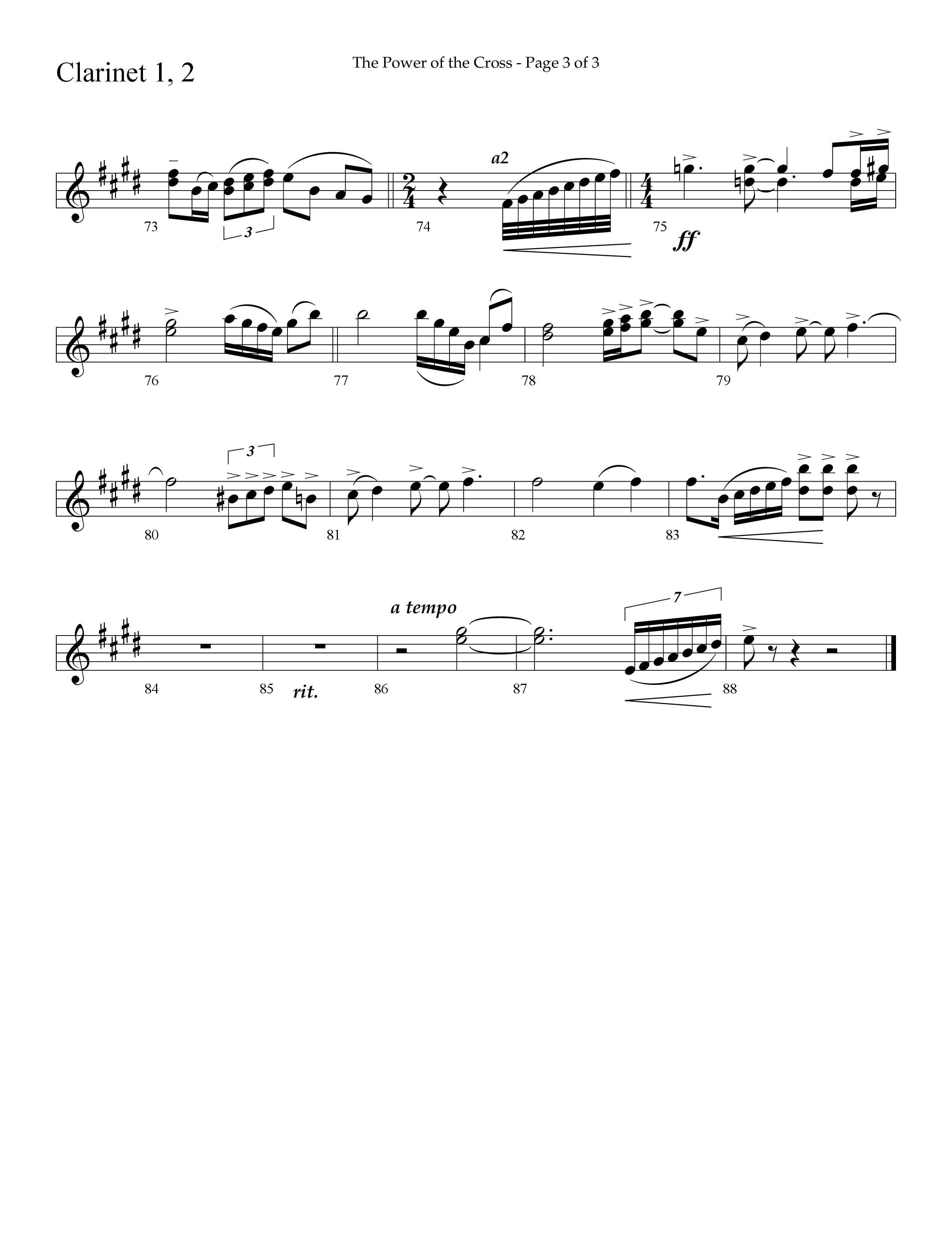 The Power Of The Cross (Choral Anthem SATB) Clarinet 1/2 (Lifeway Choral / Arr. David Hamilton)