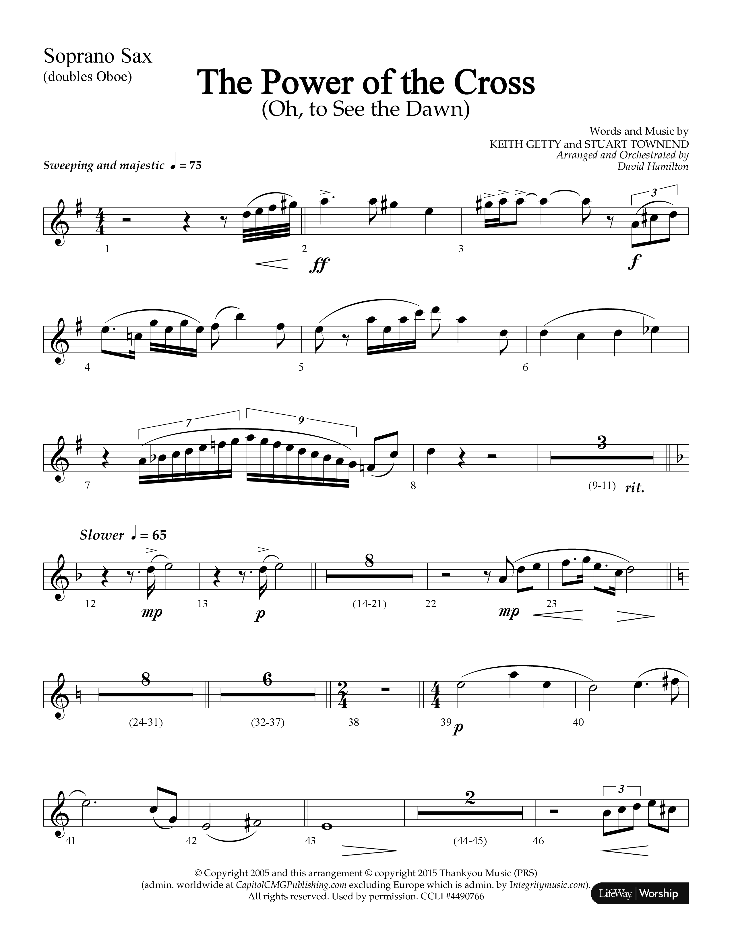 The Power Of The Cross (Choral Anthem SATB) Soprano Sax (Lifeway Choral / Arr. David Hamilton)
