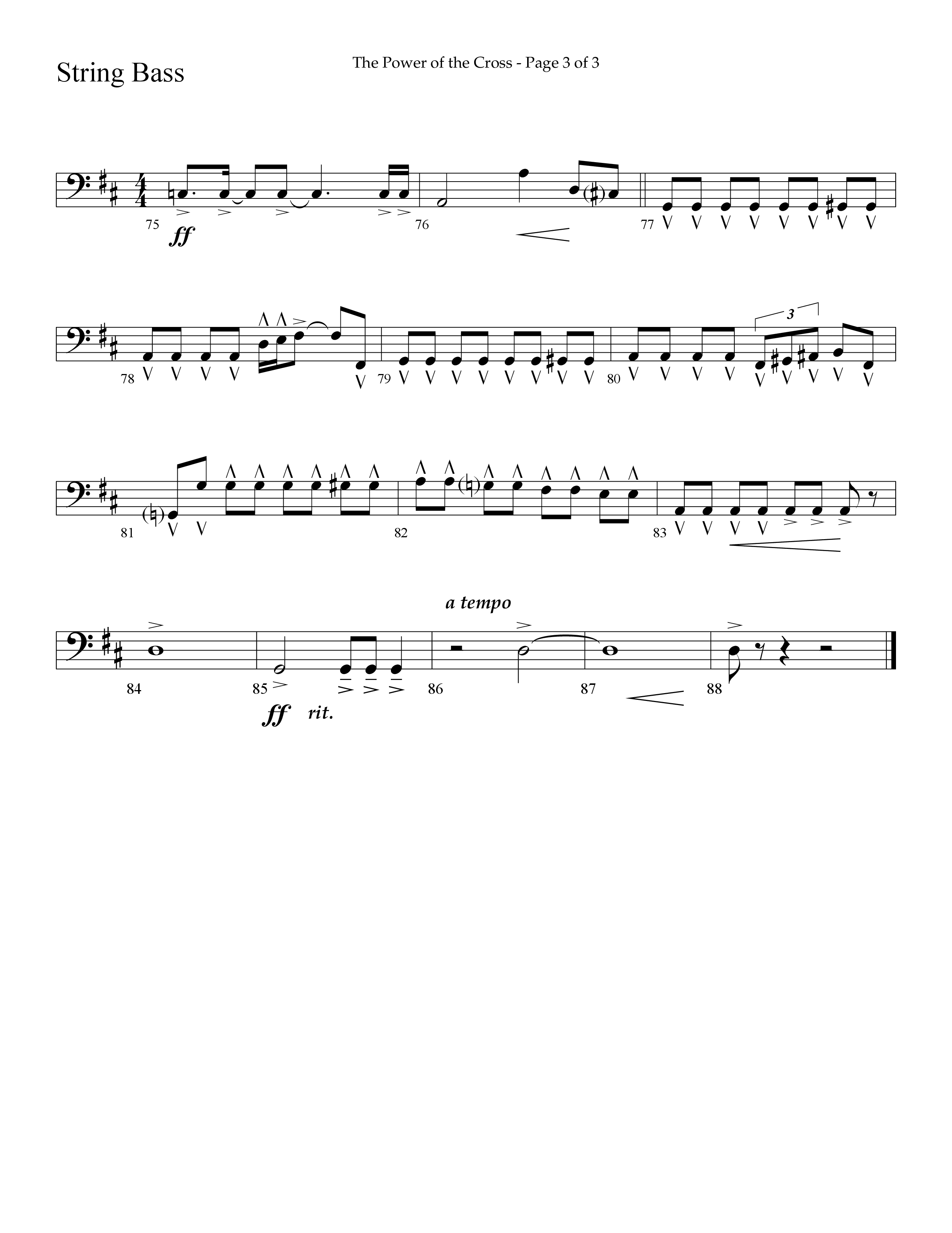 The Power Of The Cross (Choral Anthem SATB) String Bass (Lifeway Choral / Arr. David Hamilton)