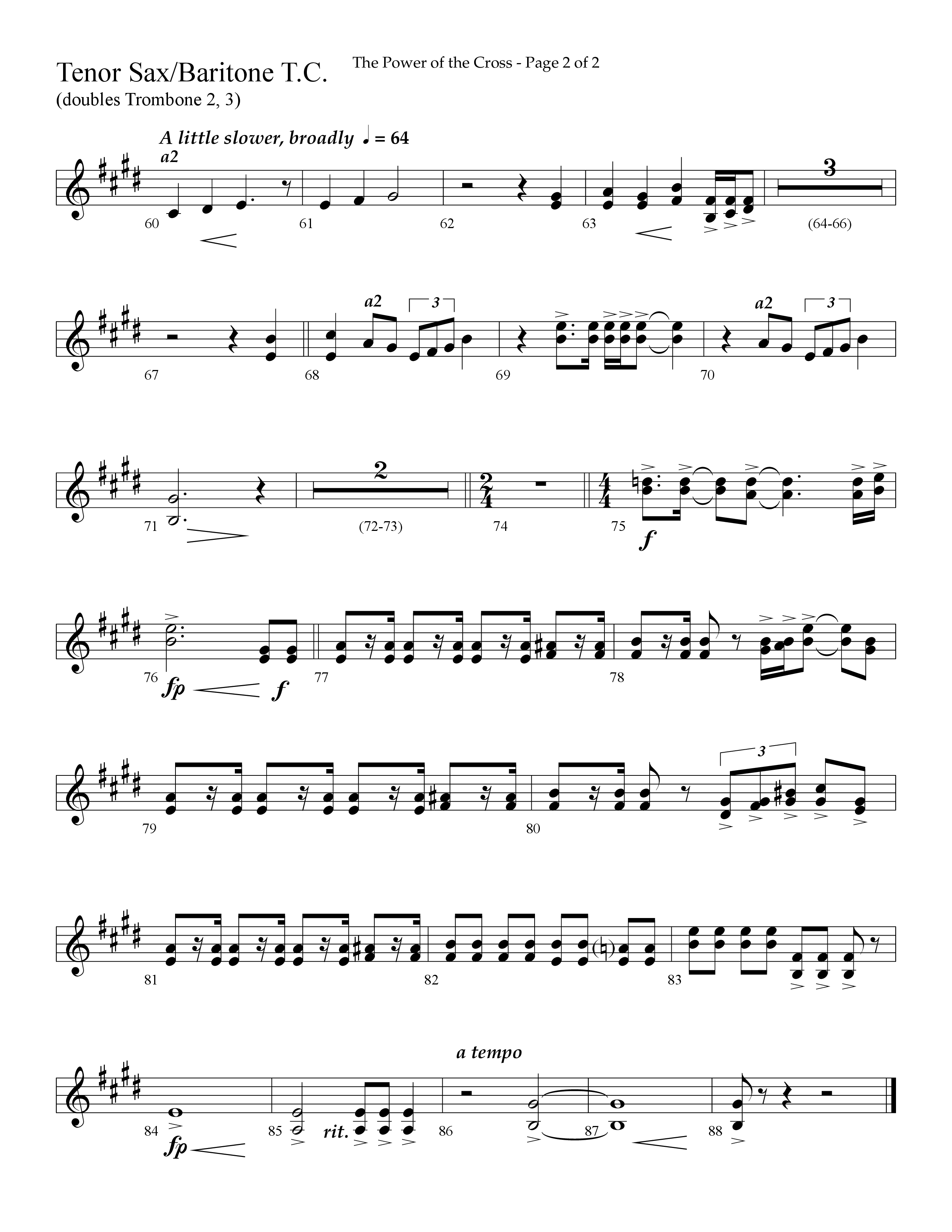 The Power Of The Cross (Choral Anthem SATB) Tenor Sax/Baritone T.C. (Lifeway Choral / Arr. David Hamilton)