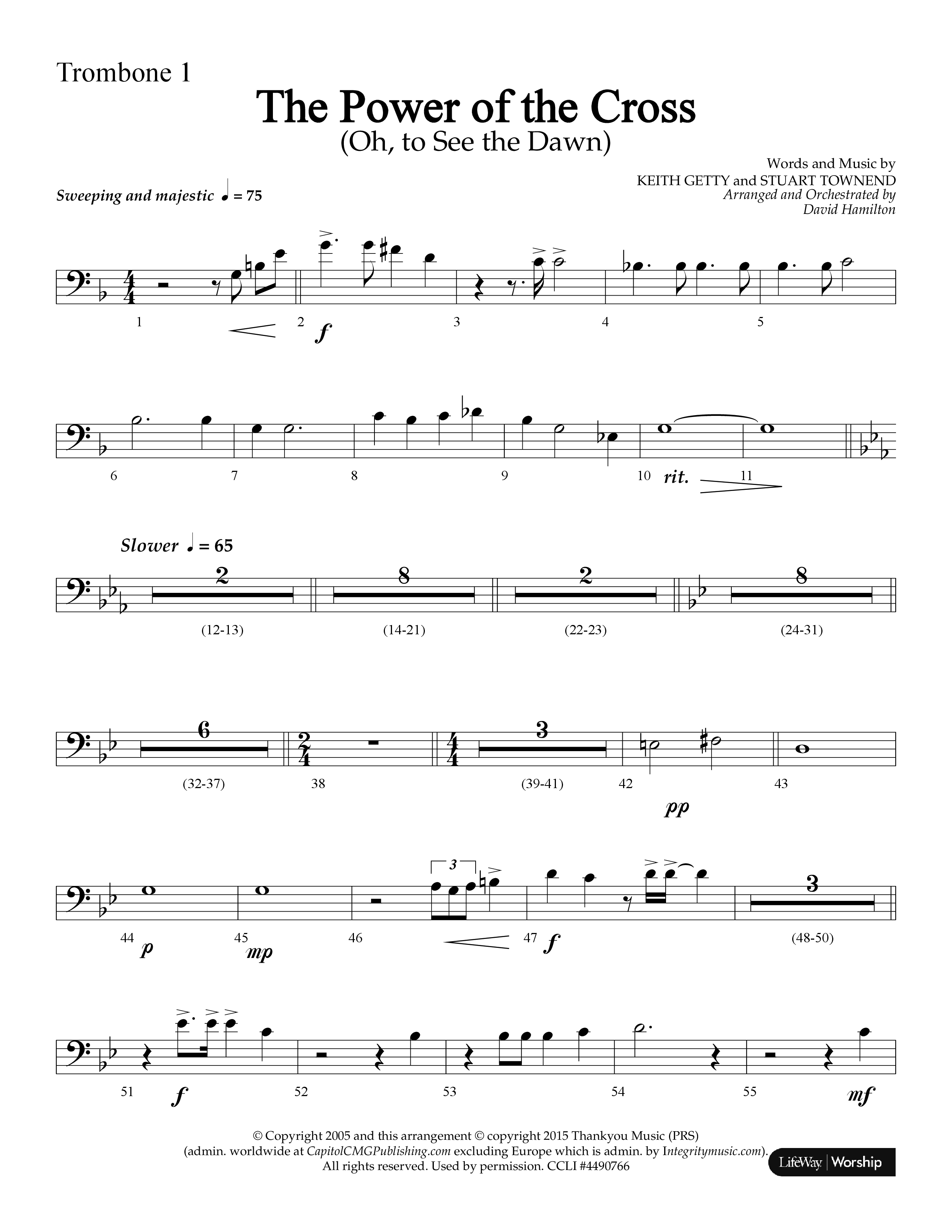 The Power Of The Cross (Choral Anthem SATB) Trombone 1 (Lifeway Choral / Arr. David Hamilton)