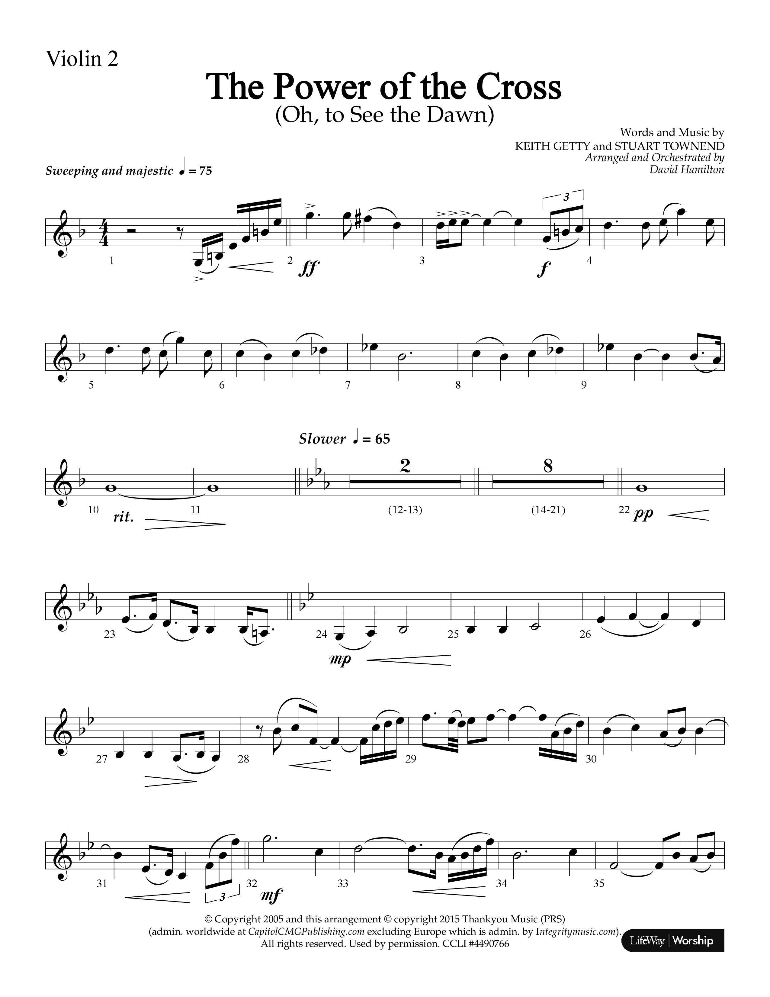 The Power Of The Cross (Choral Anthem SATB) Violin 2 (Lifeway Choral / Arr. David Hamilton)