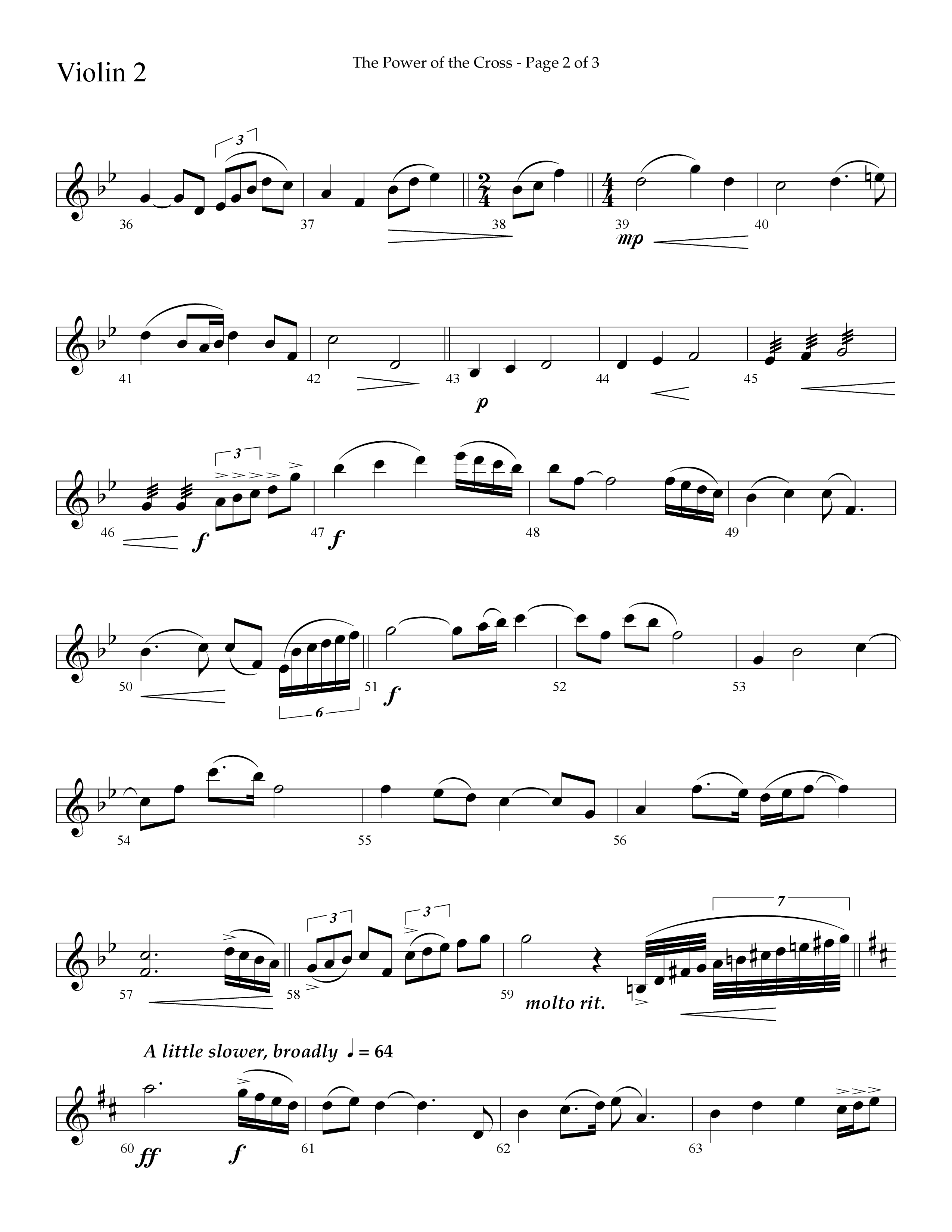 The Power Of The Cross (Choral Anthem SATB) Violin 2 (Lifeway Choral / Arr. David Hamilton)