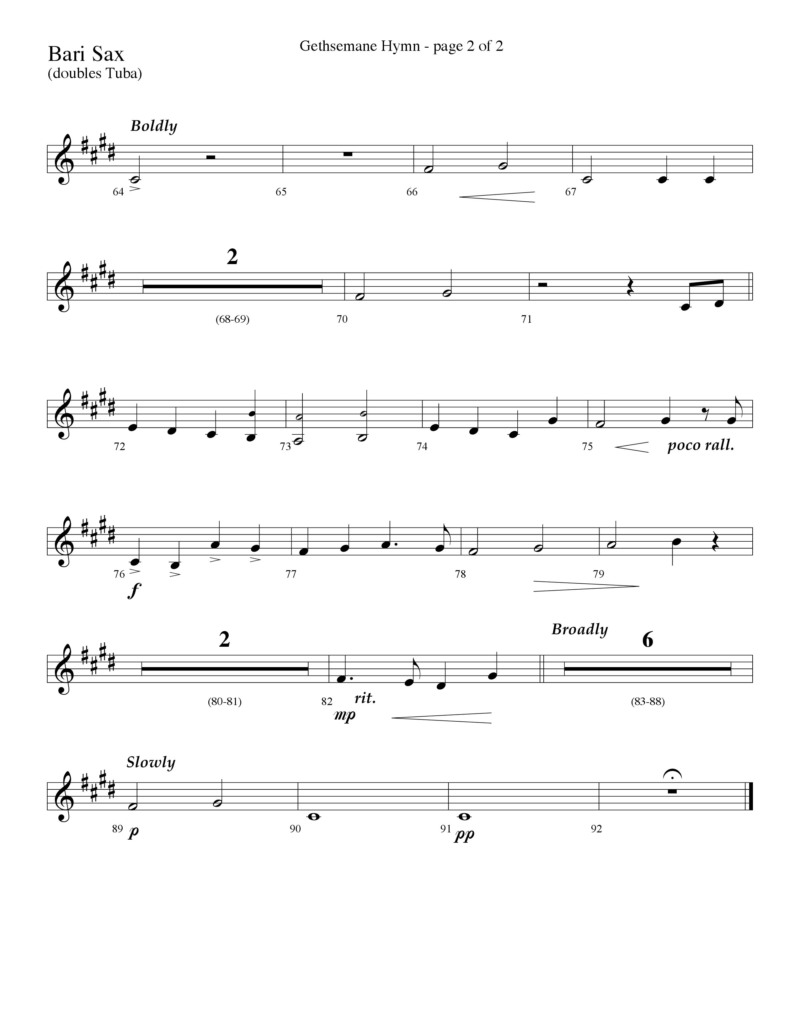 Gethsemane (To See The King Of Heaven Fall) (Choral Anthem SATB) Bari Sax (Lifeway Choral / Arr. David Hamilton)