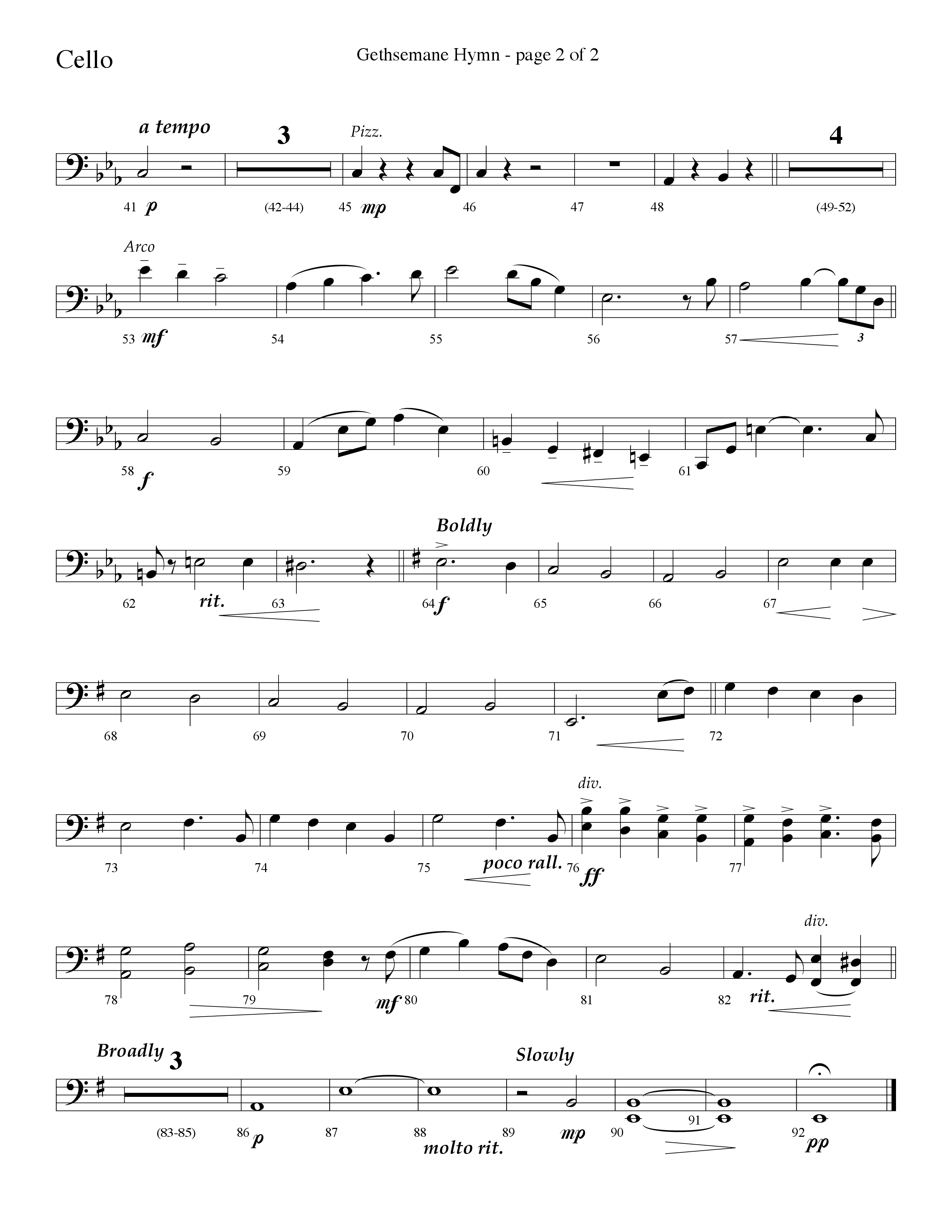 Gethsemane (To See The King Of Heaven Fall) (Choral Anthem SATB) Cello (Lifeway Choral / Arr. David Hamilton)