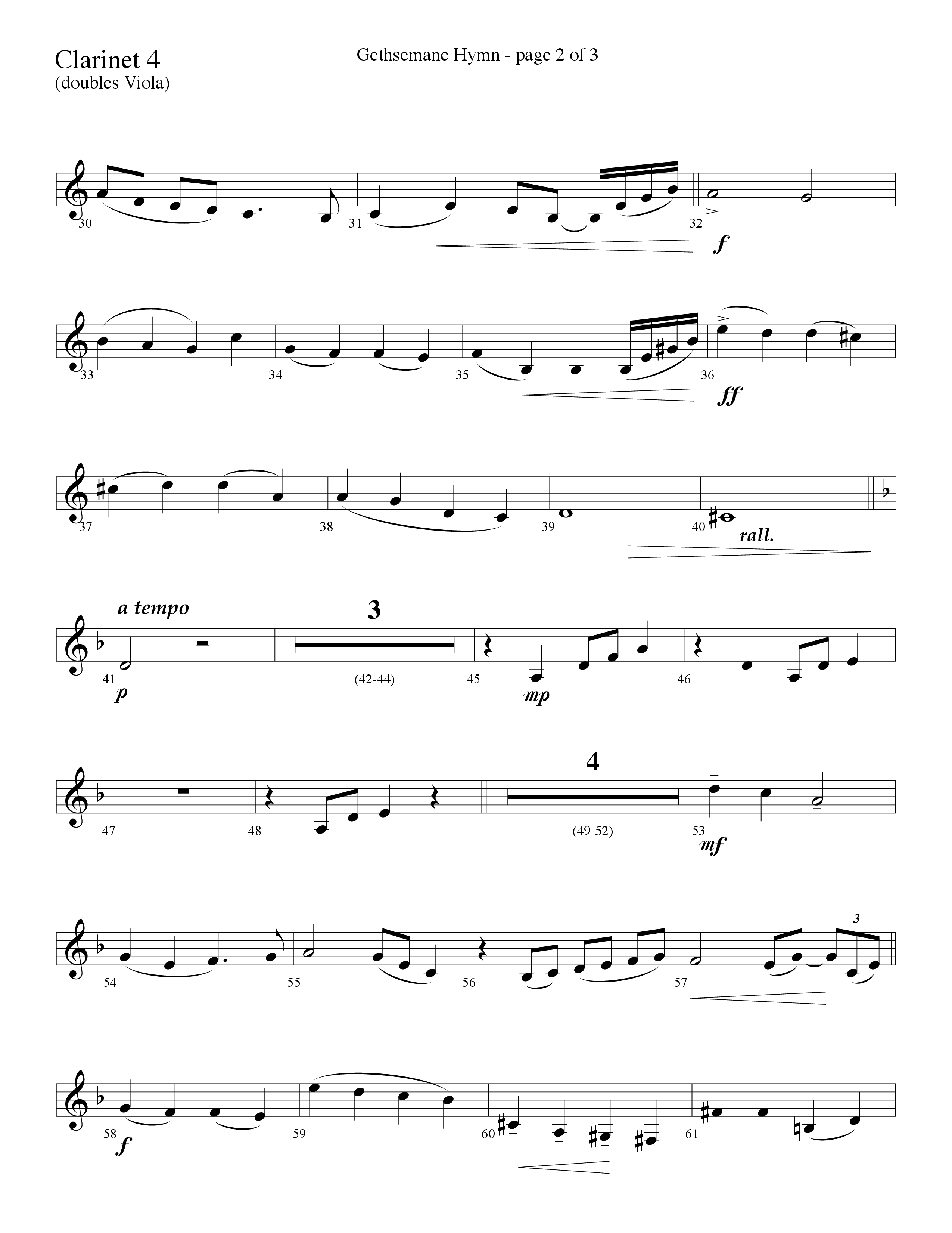 Gethsemane (To See The King Of Heaven Fall) (Choral Anthem SATB) Clarinet (Lifeway Choral / Arr. David Hamilton)