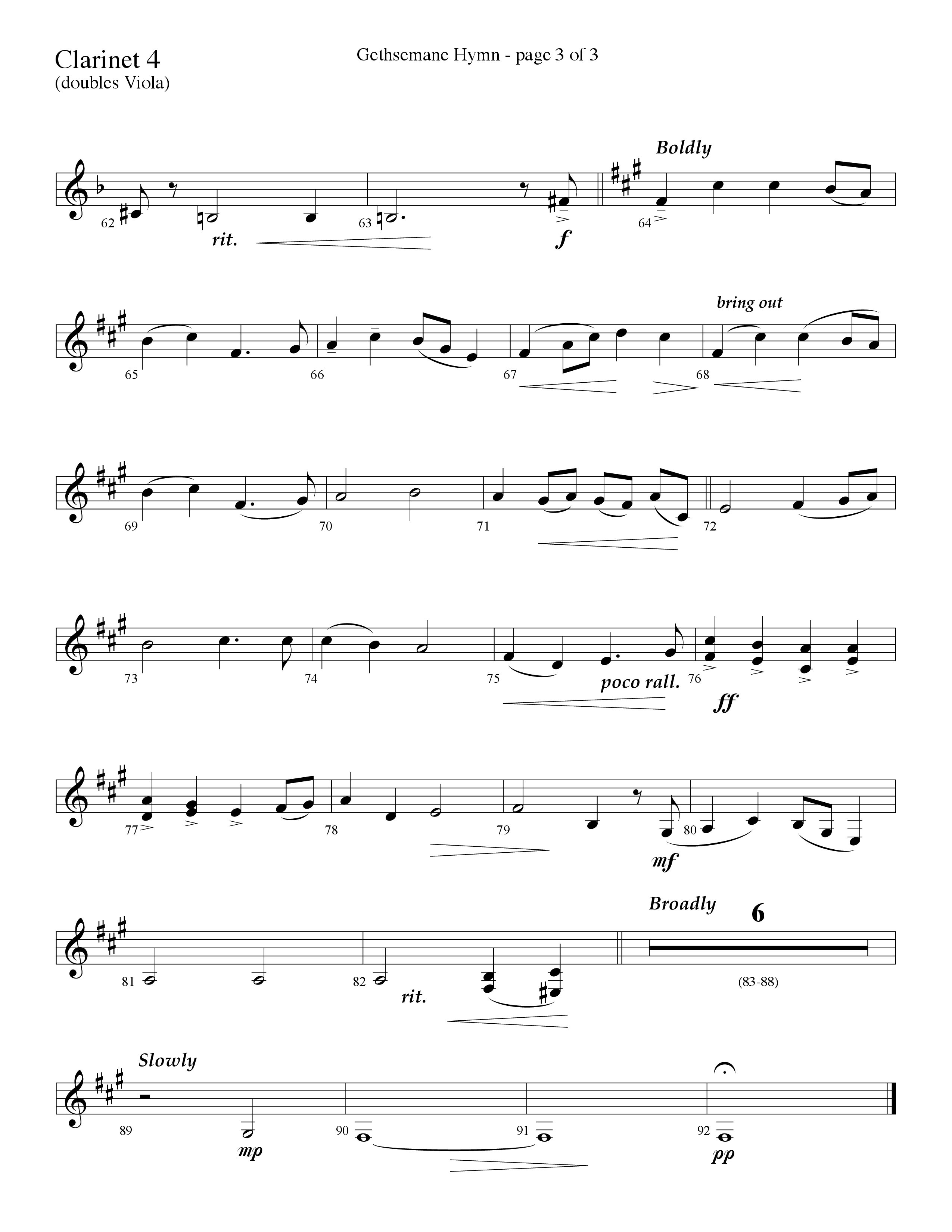 Gethsemane (To See The King Of Heaven Fall) (Choral Anthem SATB) Clarinet (Lifeway Choral / Arr. David Hamilton)