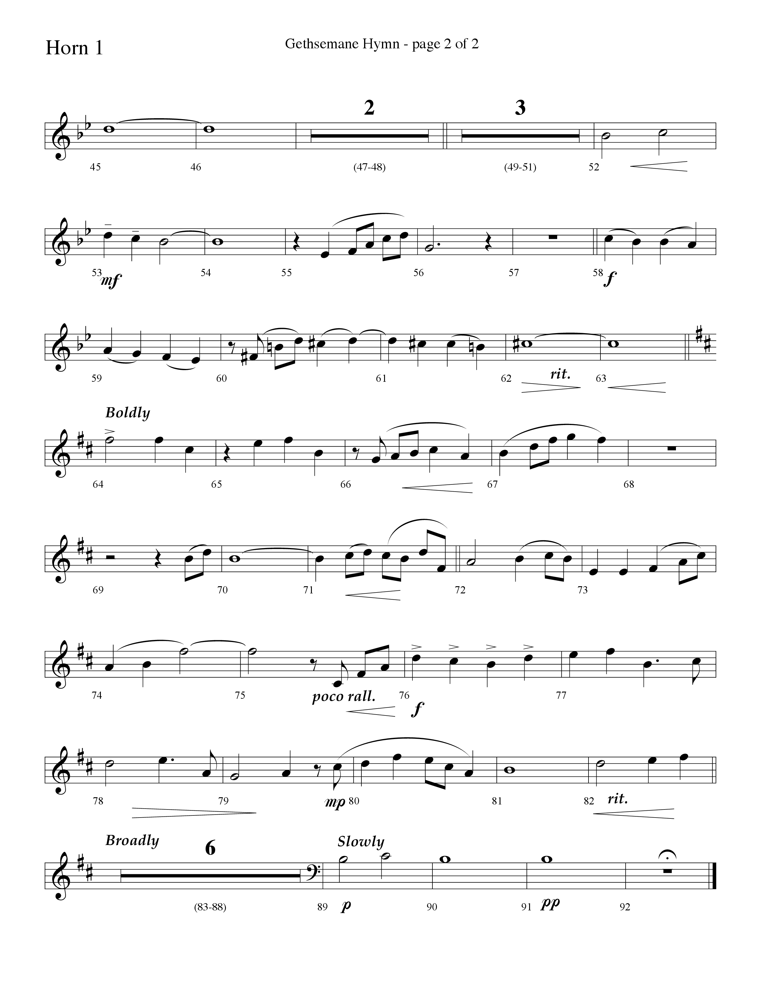 Gethsemane (To See The King Of Heaven Fall) (Choral Anthem SATB) French Horn 1 (Lifeway Choral / Arr. David Hamilton)