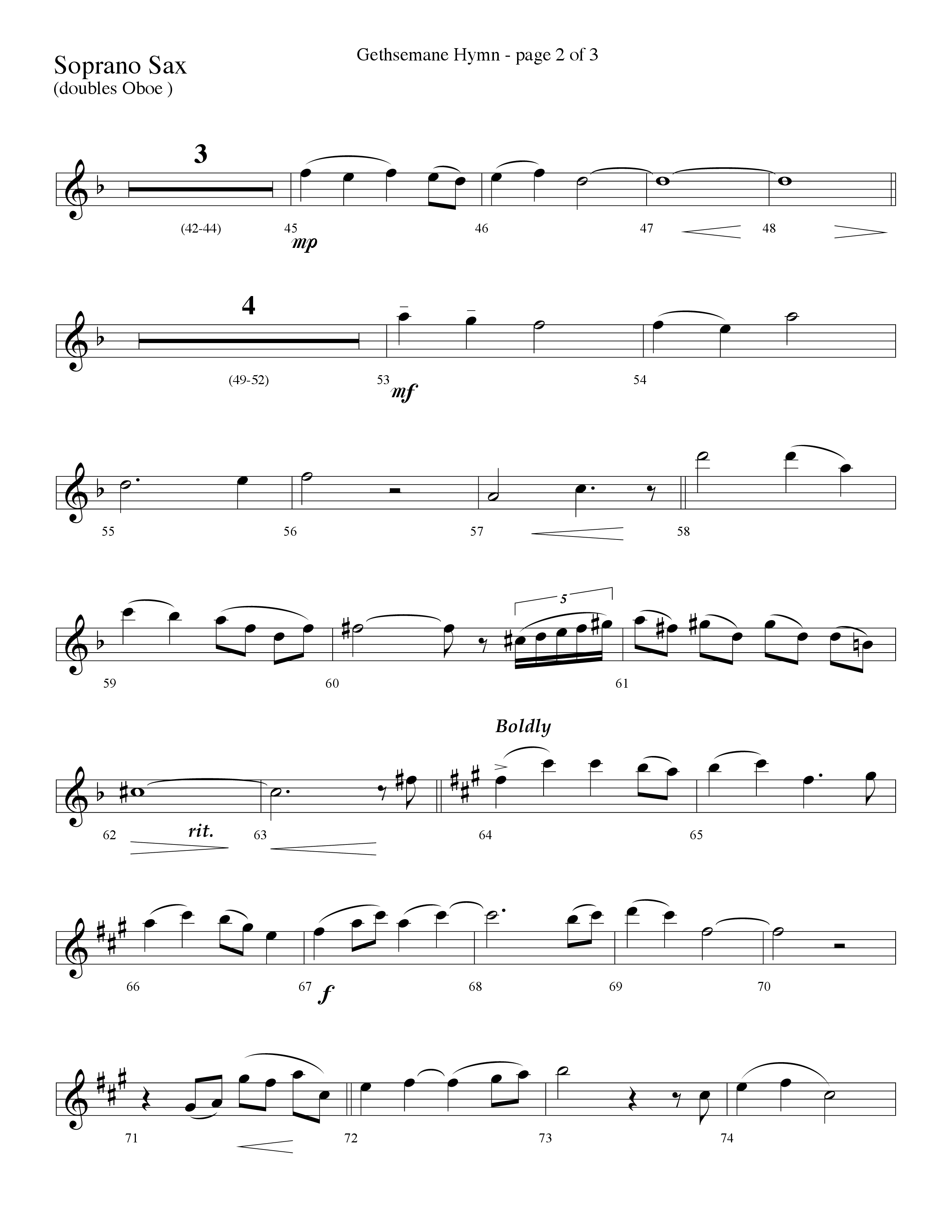 Gethsemane (To See The King Of Heaven Fall) (Choral Anthem SATB) Soprano Sax (Lifeway Choral / Arr. David Hamilton)