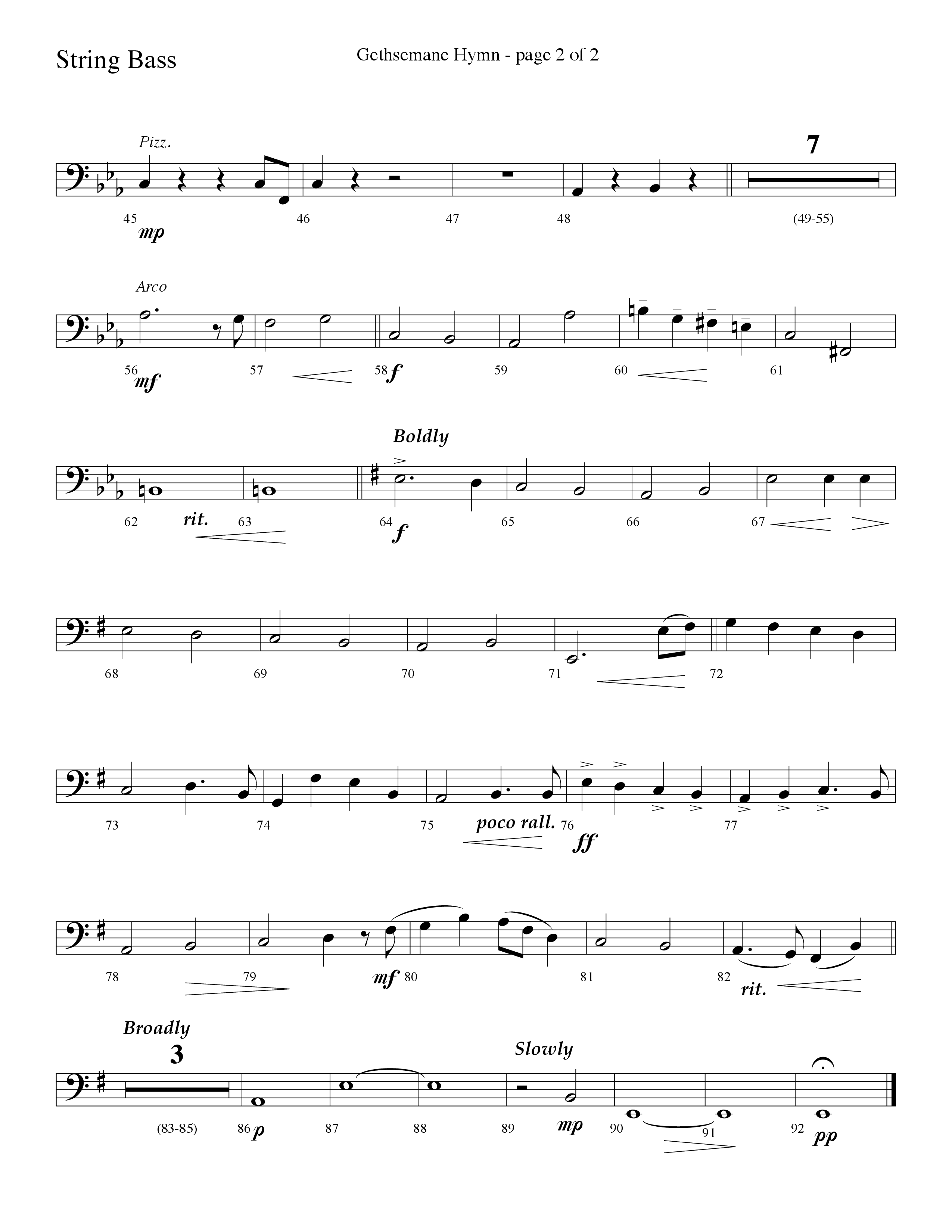 Gethsemane (To See The King Of Heaven Fall) (Choral Anthem SATB) String Bass (Lifeway Choral / Arr. David Hamilton)