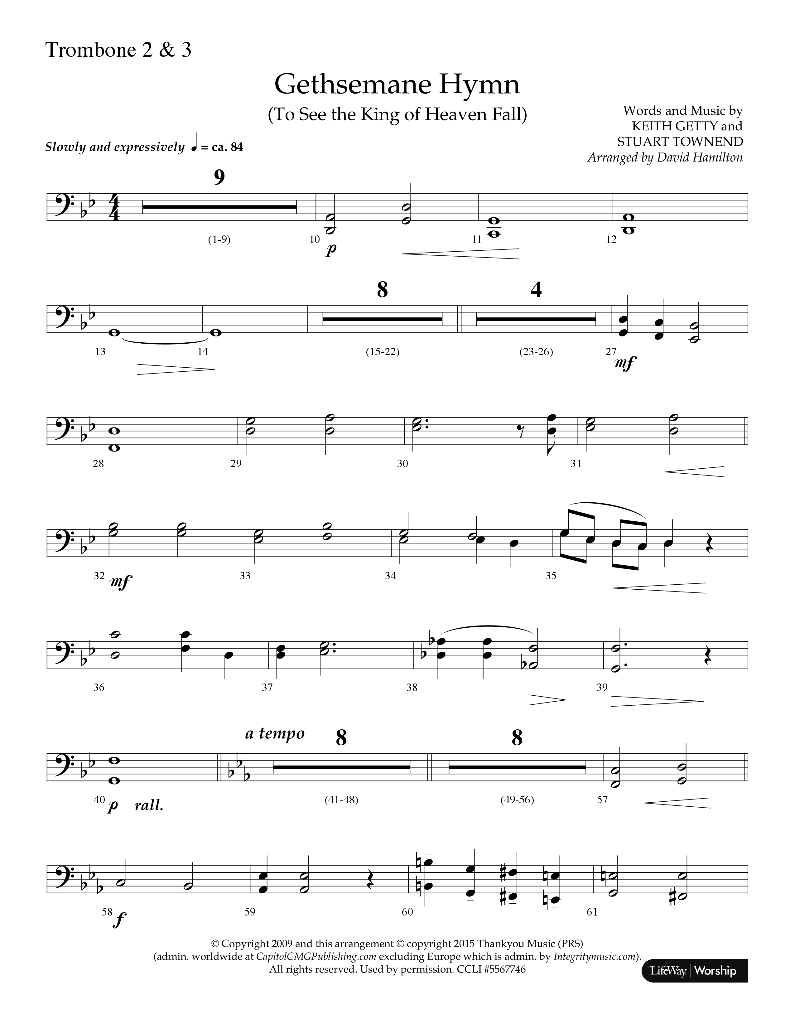 Gethsemane (To See The King Of Heaven Fall) (Choral Anthem SATB) Trombone 2 (Lifeway Choral / Arr. David Hamilton)